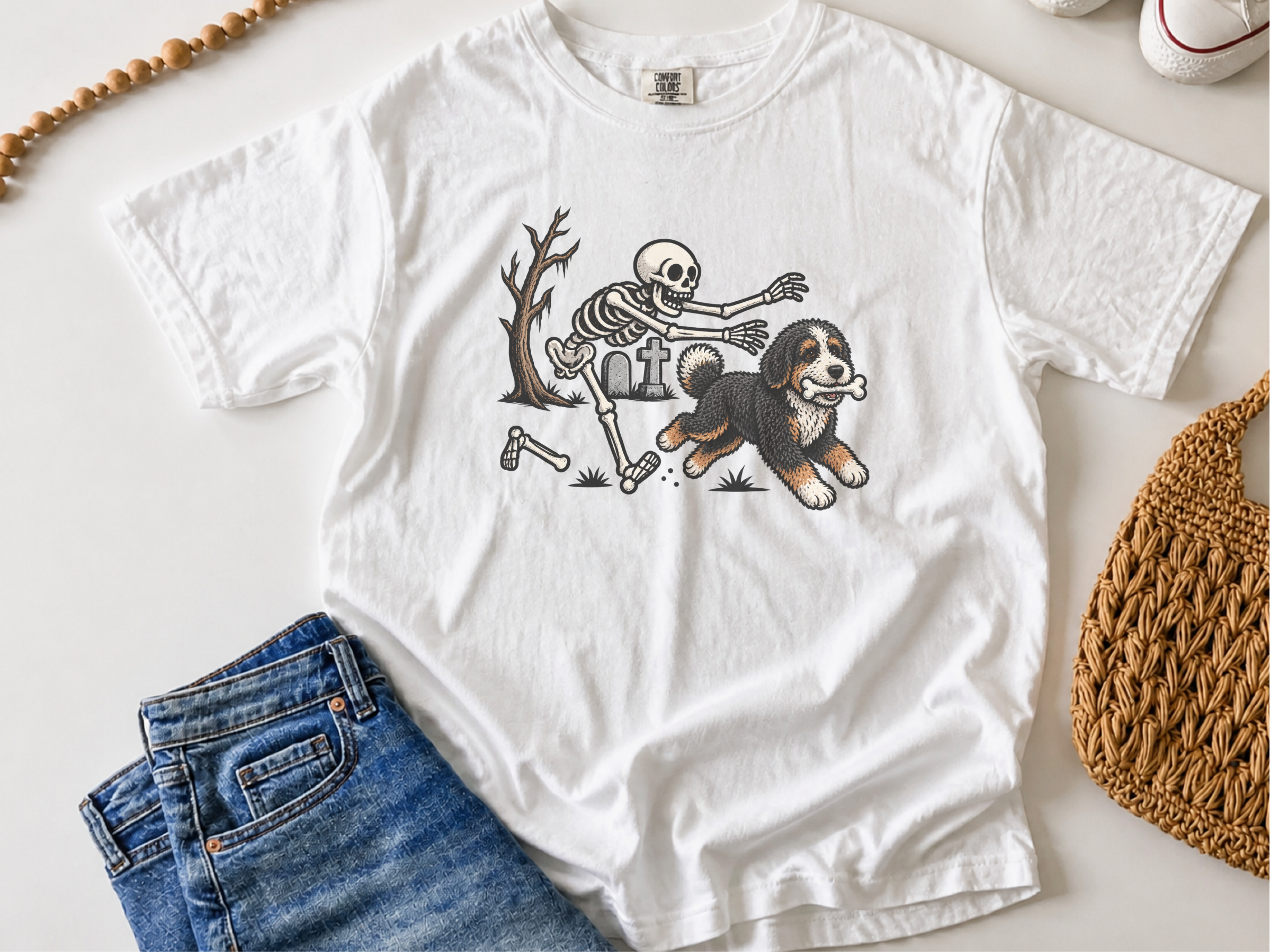 Bernedoodle Skeleton Bone Thief doodle dog shirt - photo 2