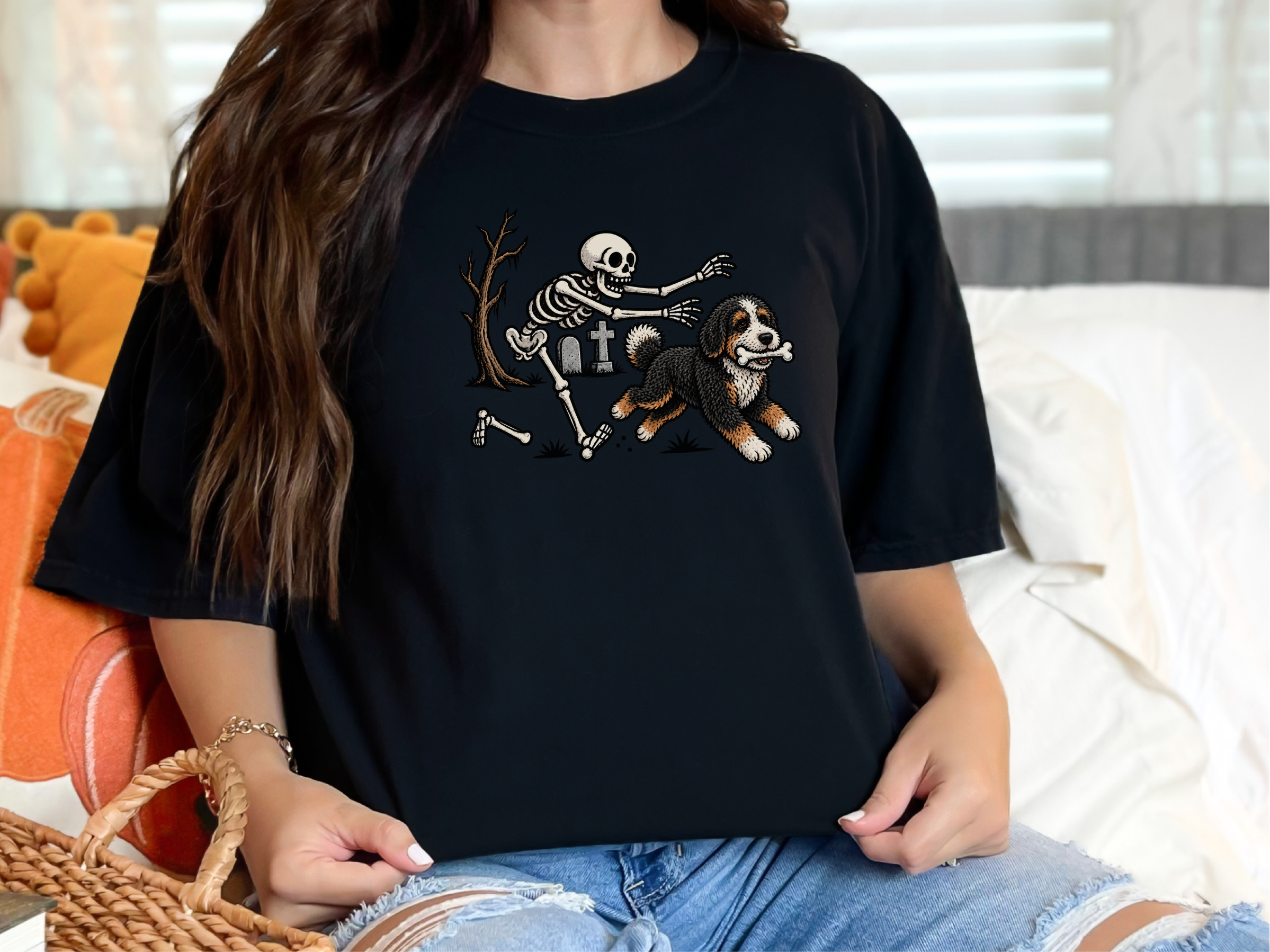 Bernedoodle Skeleton Bone Thief doodle dog shirt - photo 3