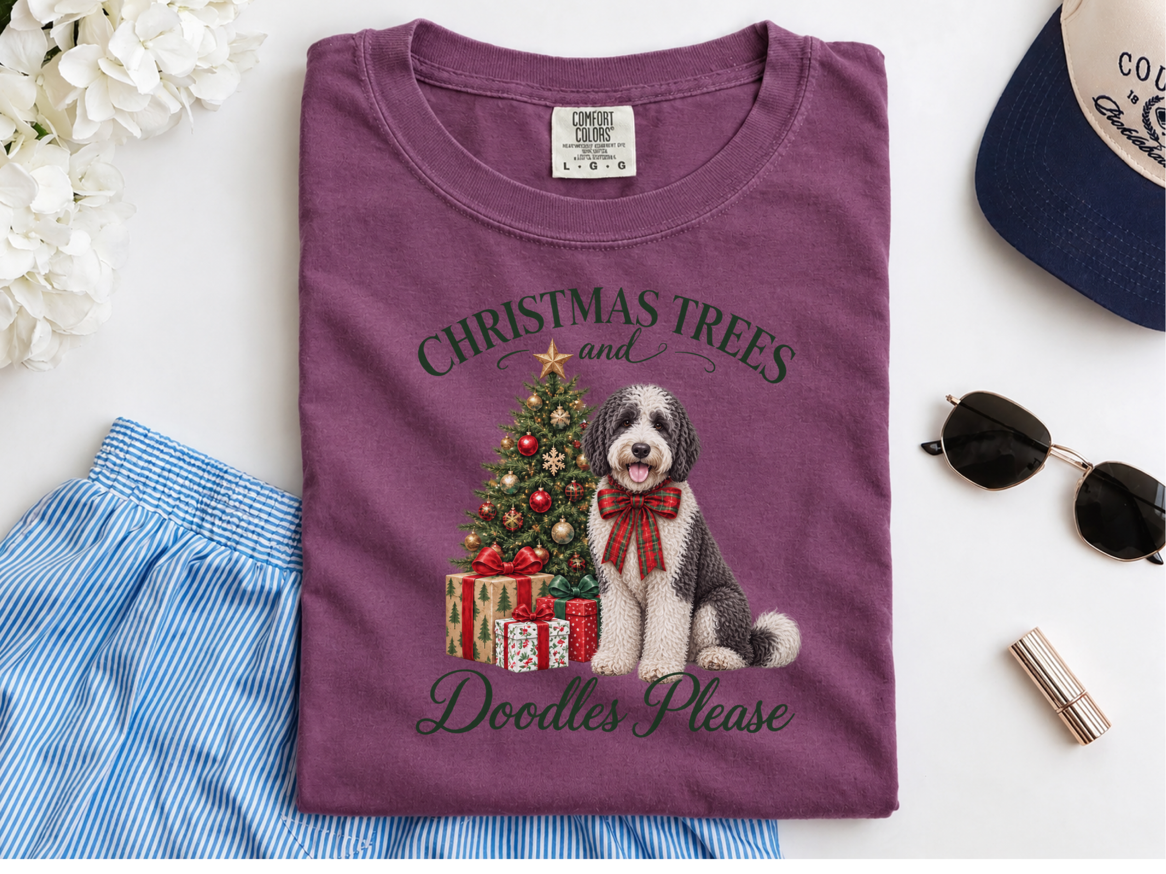 Christmas Sheepadoodle And Tree doodle dog shirt - photo 8