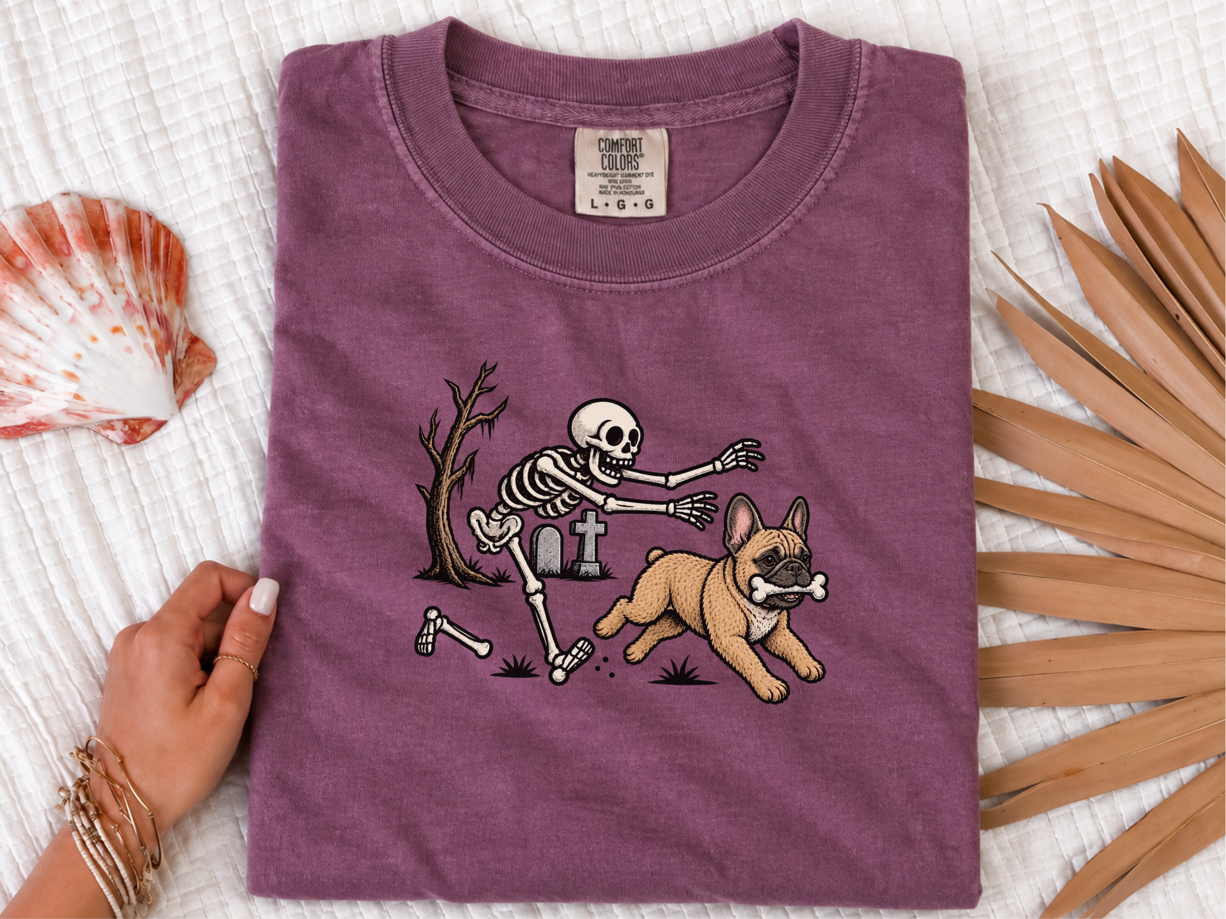 Skeleton Chasing French Bulldog doodle dog shirt - photo 6