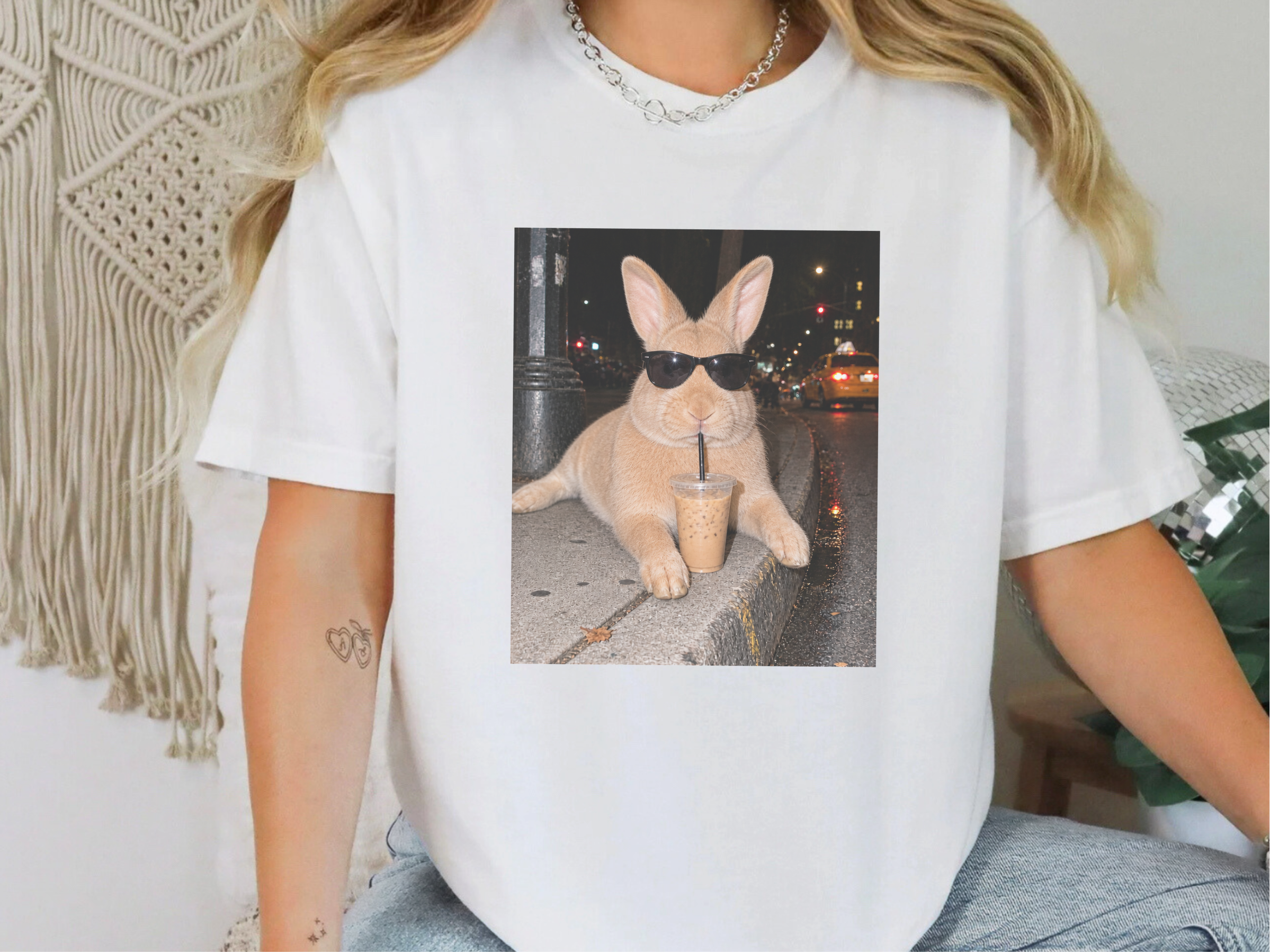 Cool Bunny Sunglasses Iced Coffee funny shirt - photo 4