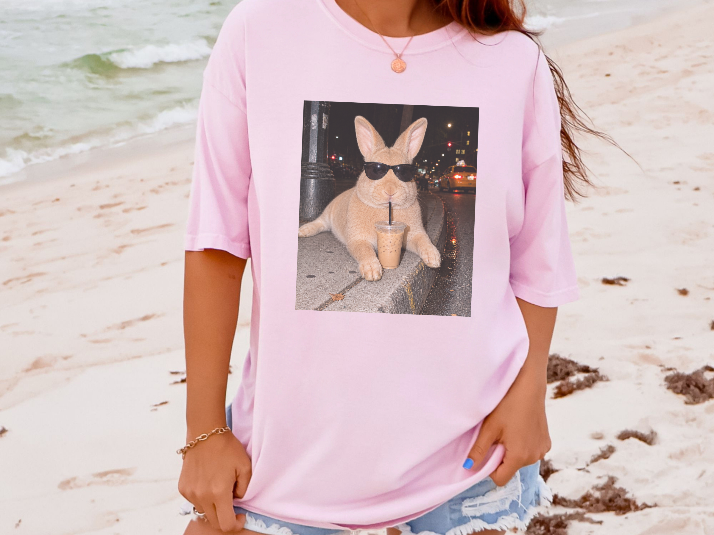 Cool Bunny Sunglasses Iced Coffee funny shirt - photo 7