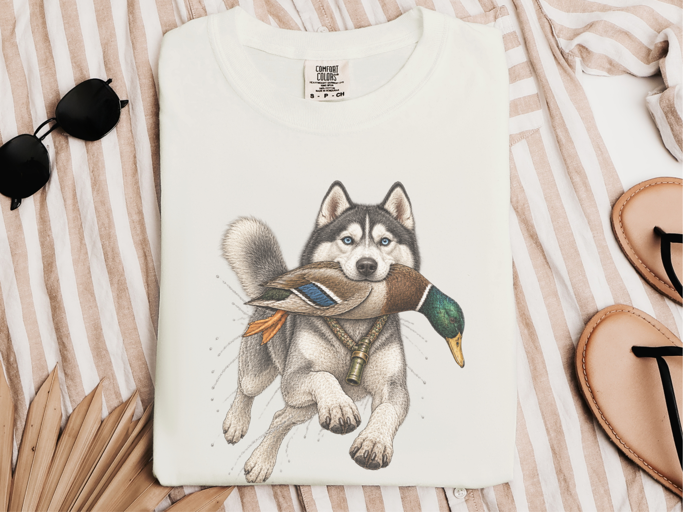 Siberian Husky Mallard Duck doodle dog shirt - photo 8