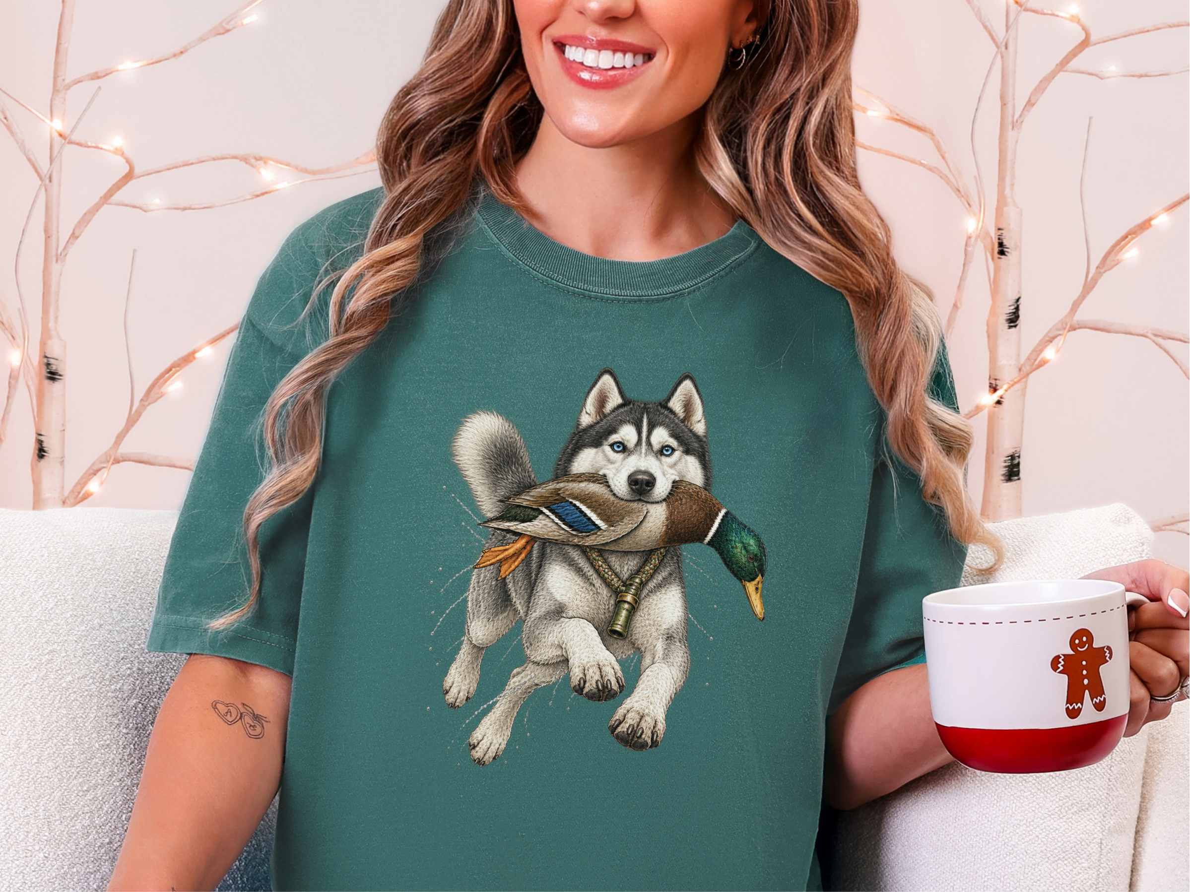 Siberian Husky Mallard Duck doodle dog shirt - photo 6