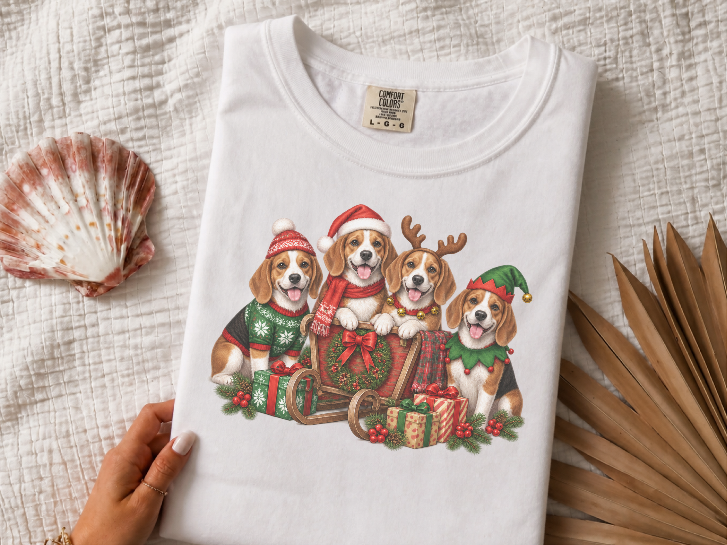 Four Beagles Christmas Sleigh