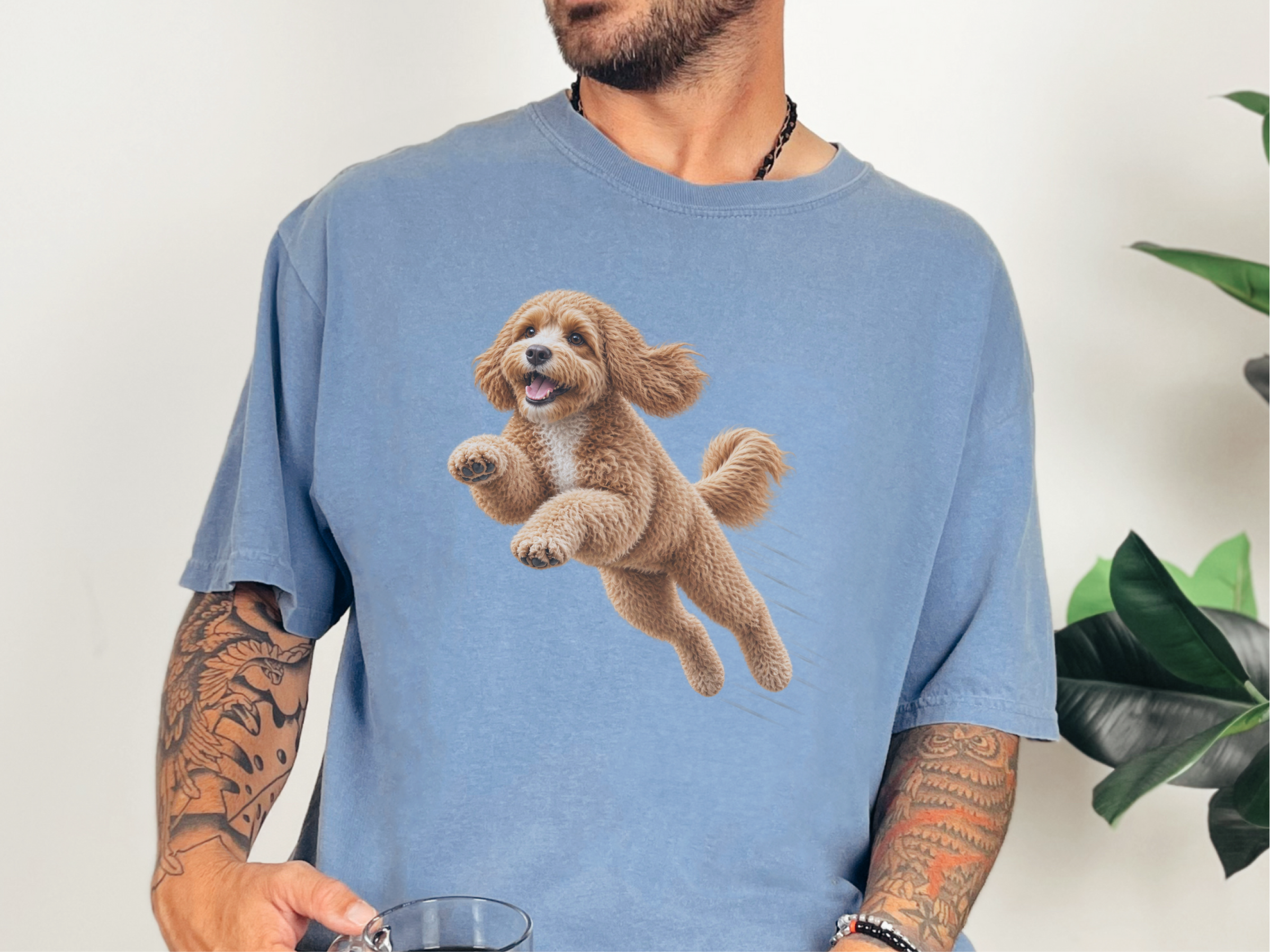 Flying Cavapoo Speed Lines doodle dog shirt - photo 8