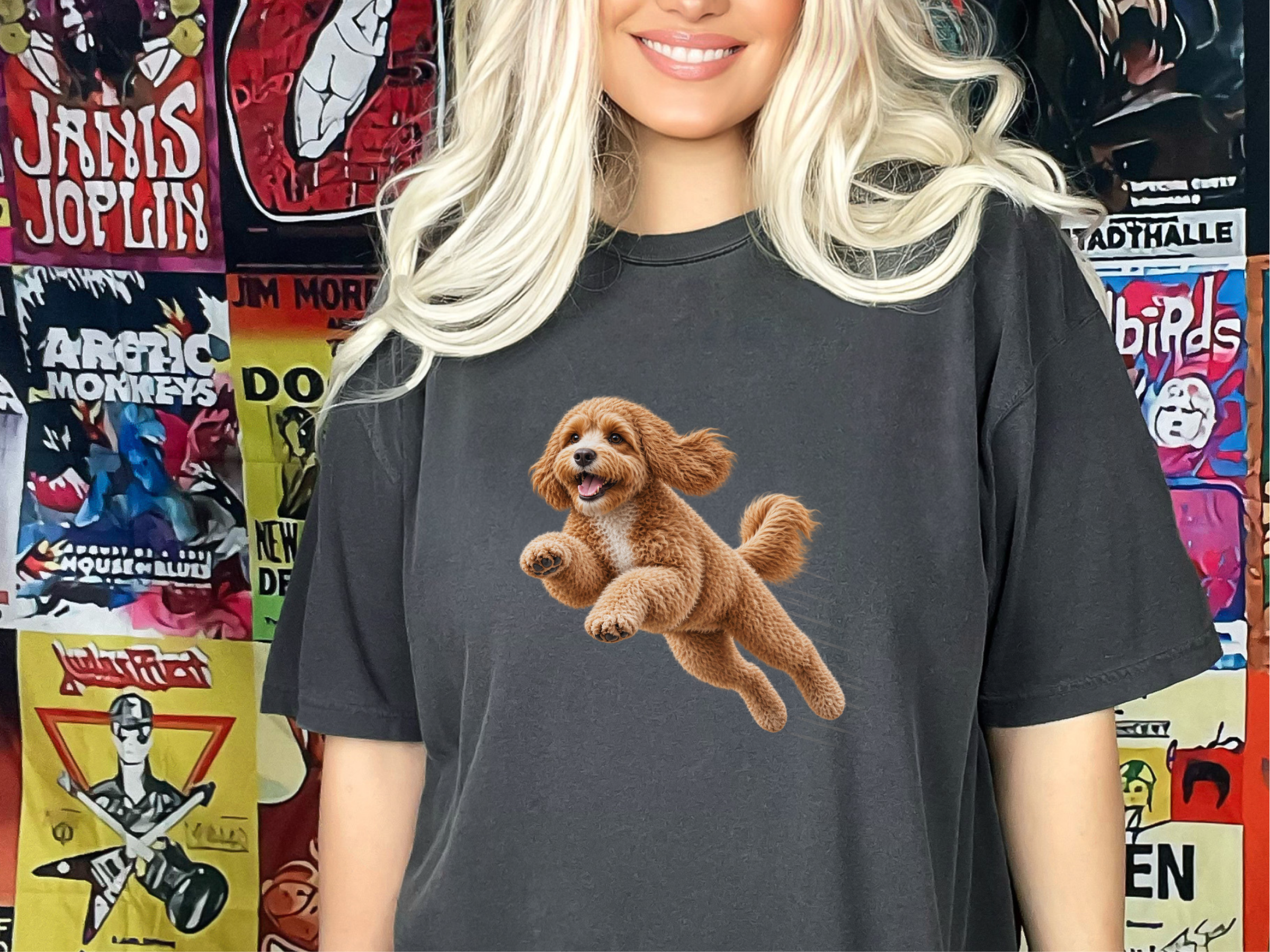 Flying Cavapoo Speed Lines doodle dog shirt - photo 3