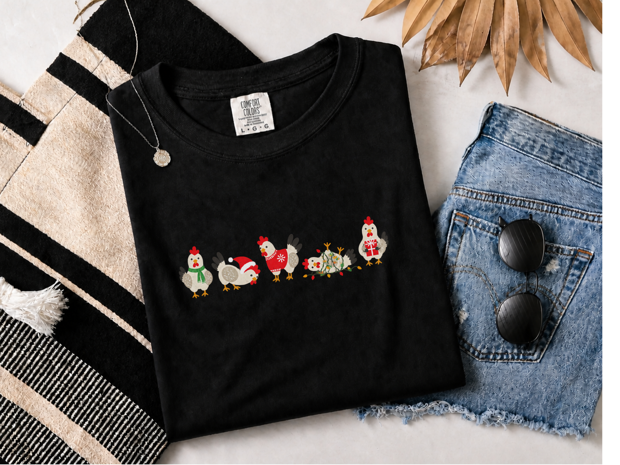 Festive Christmas Lineup Chickens funny shirt - photo 4