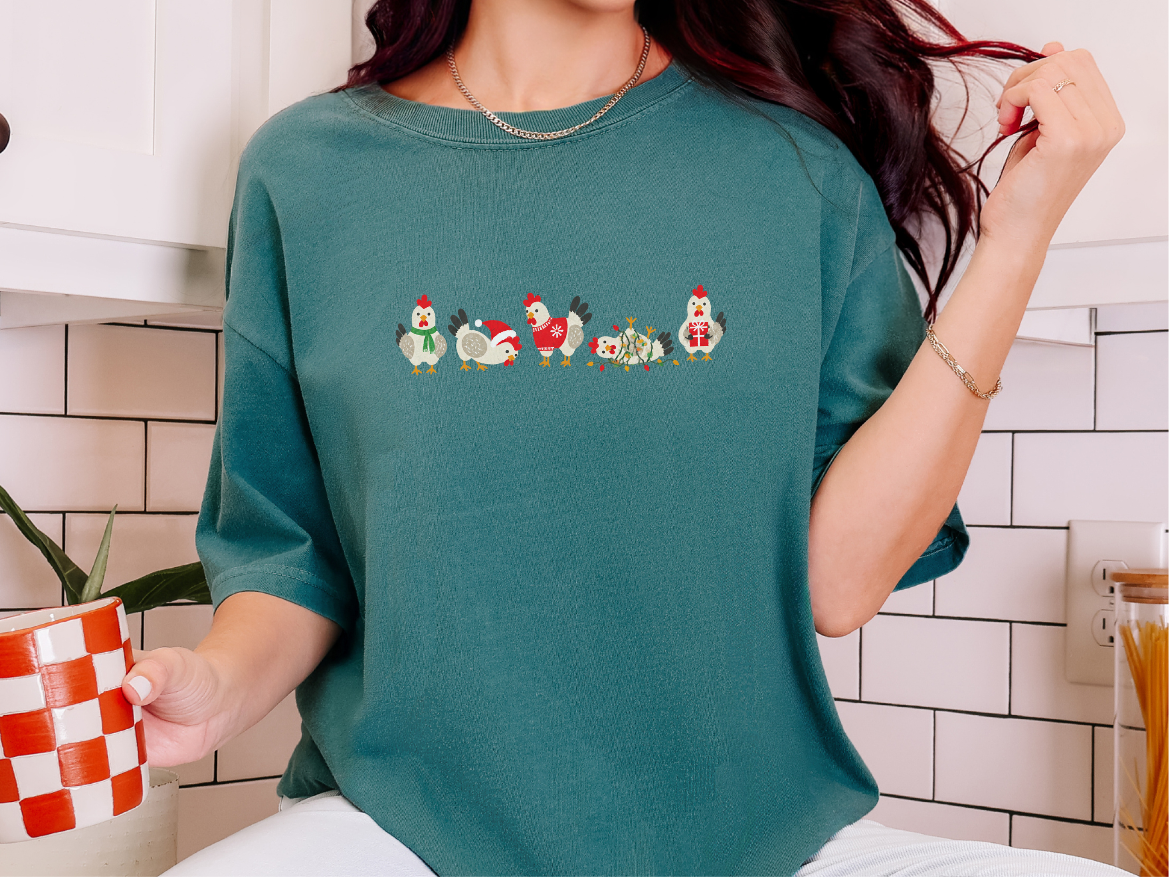Festive Christmas Lineup Chickens funny shirt - photo 8