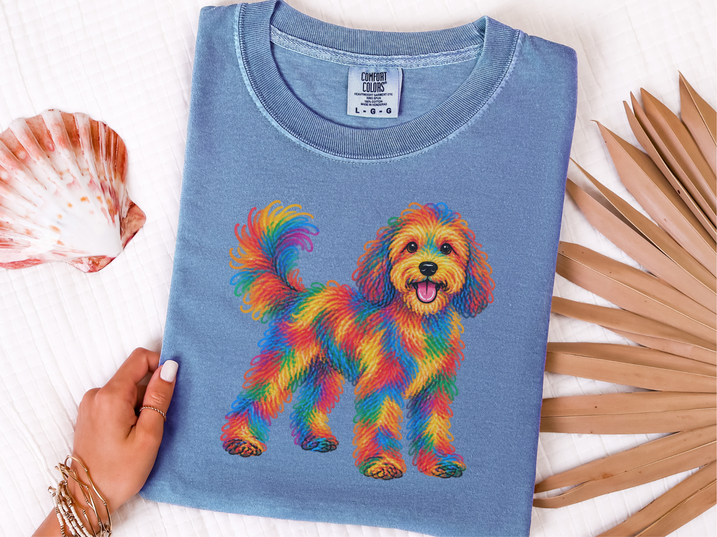 Rainbow Scribble Cavapoo Dog doodle dog shirt - photo 6