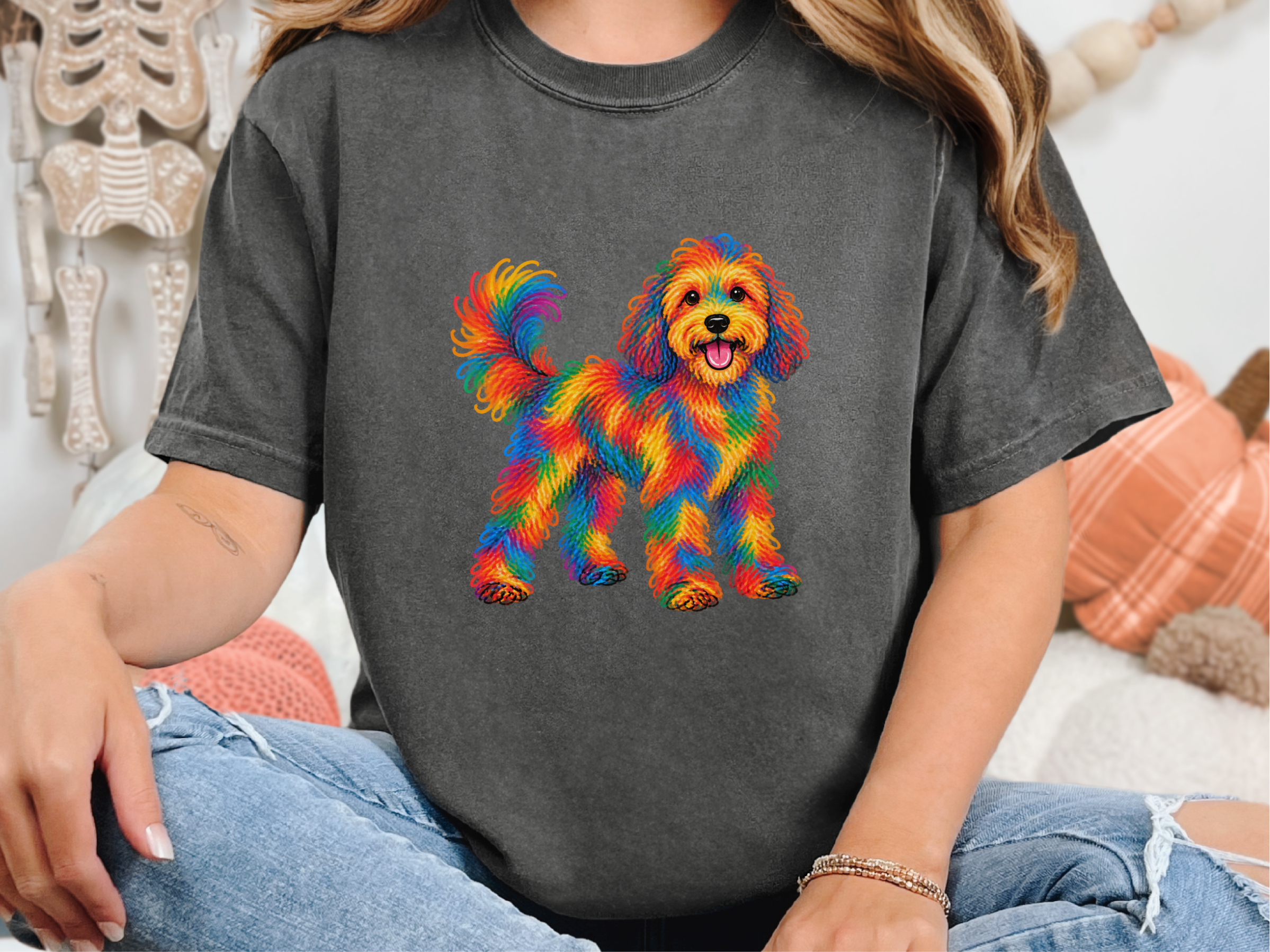 Rainbow Scribble Cavapoo Dog doodle dog shirt - photo 4