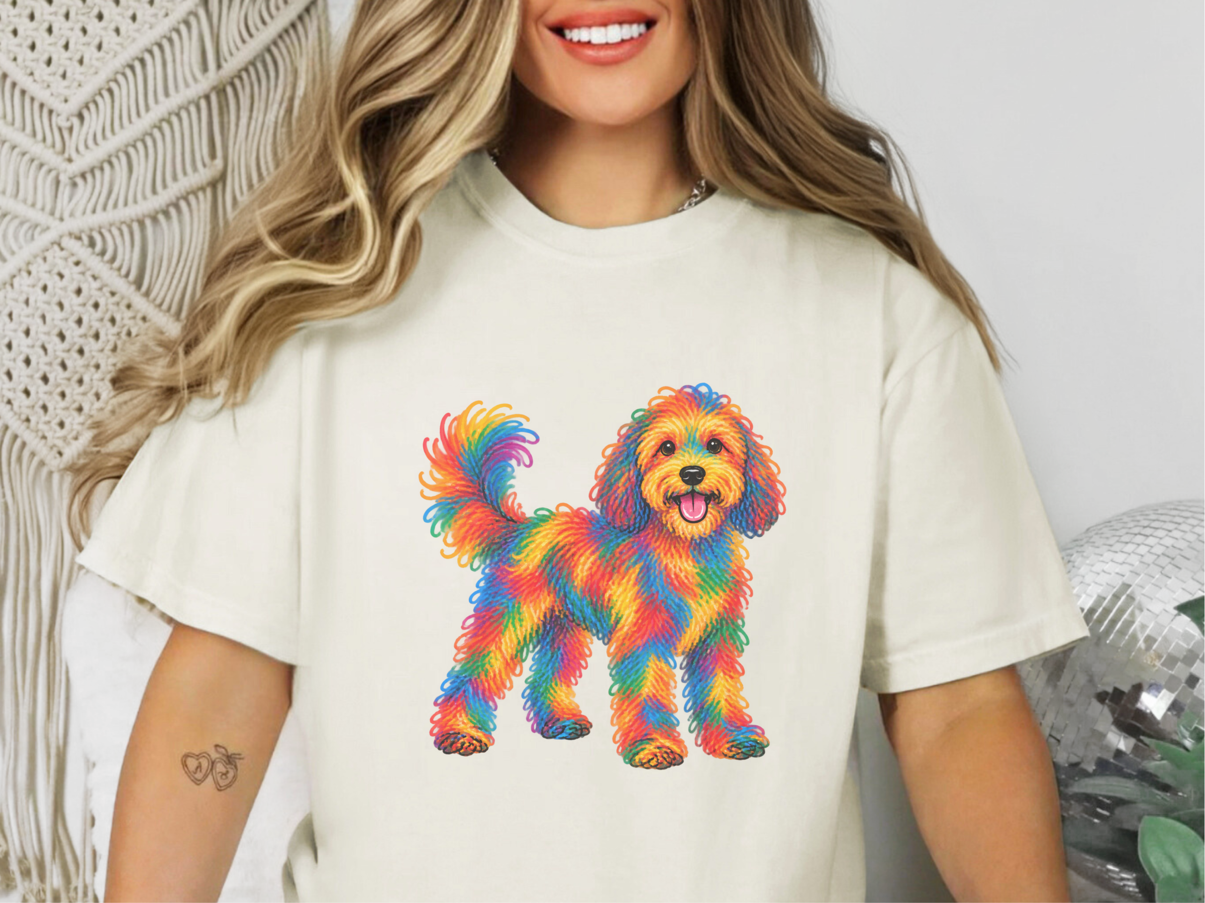 Rainbow Scribble Cavapoo Dog doodle dog shirt - photo 7