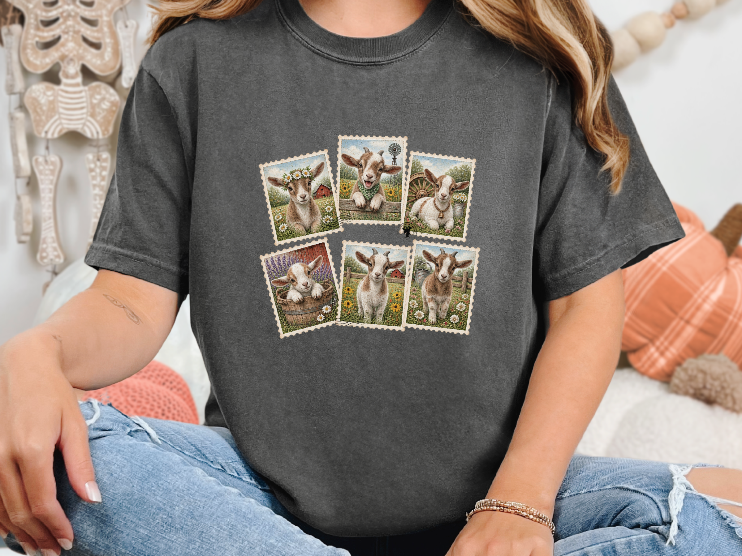 Vintage Stamp Goat Collage funny shirt - photo 4
