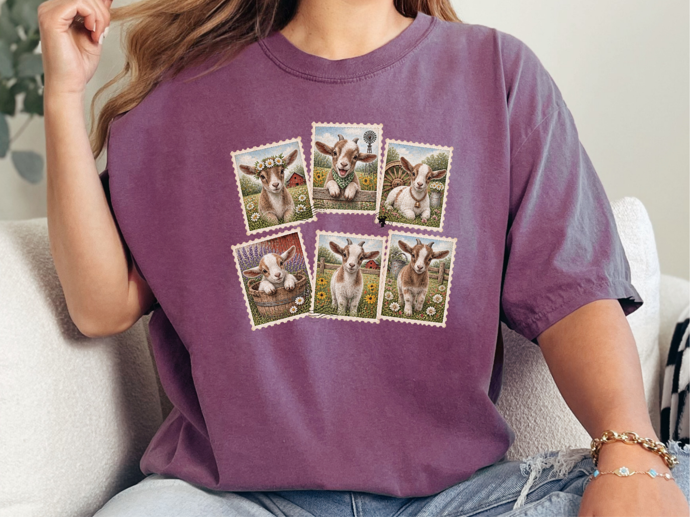 Vintage Stamp Goat Collage funny shirt - photo 5