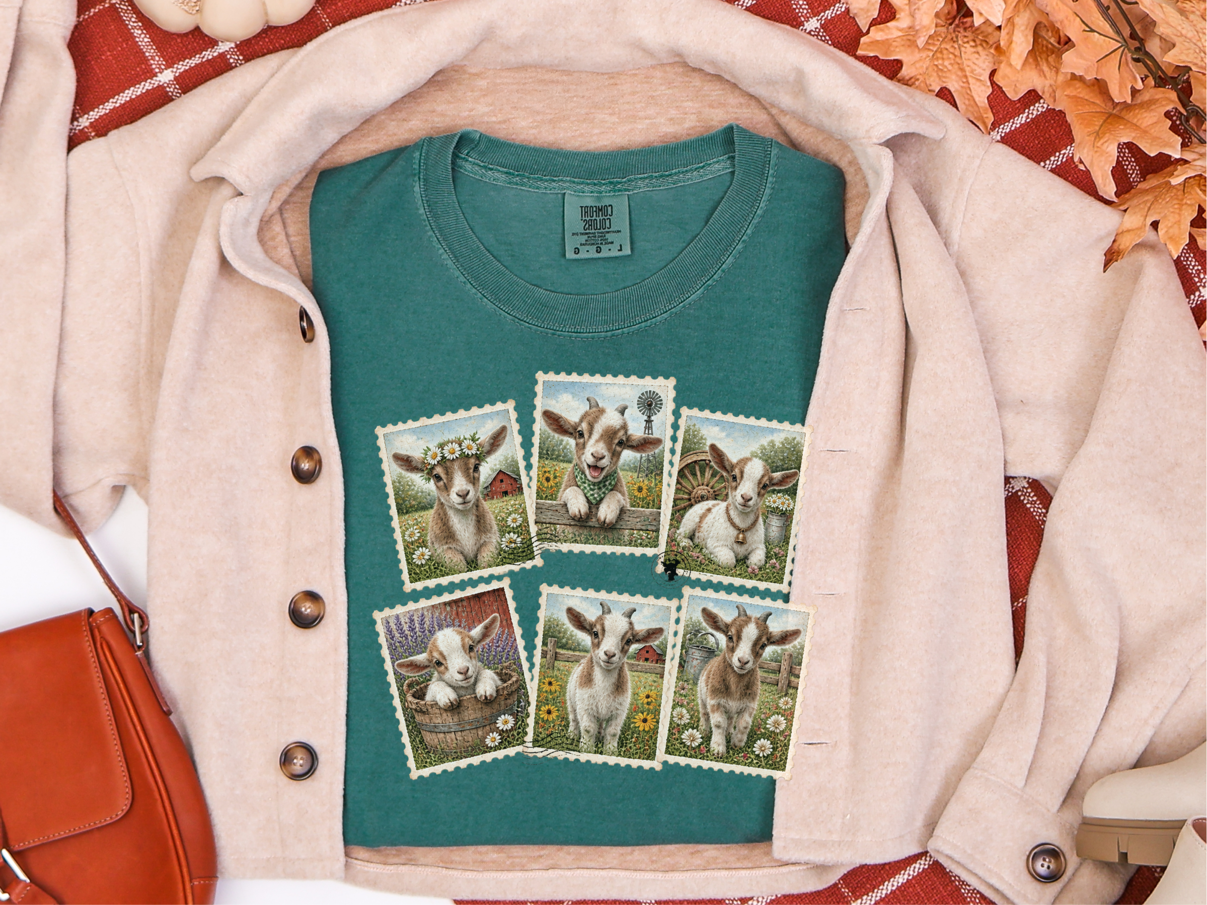 Vintage Stamp Goat Collage funny shirt - photo 8