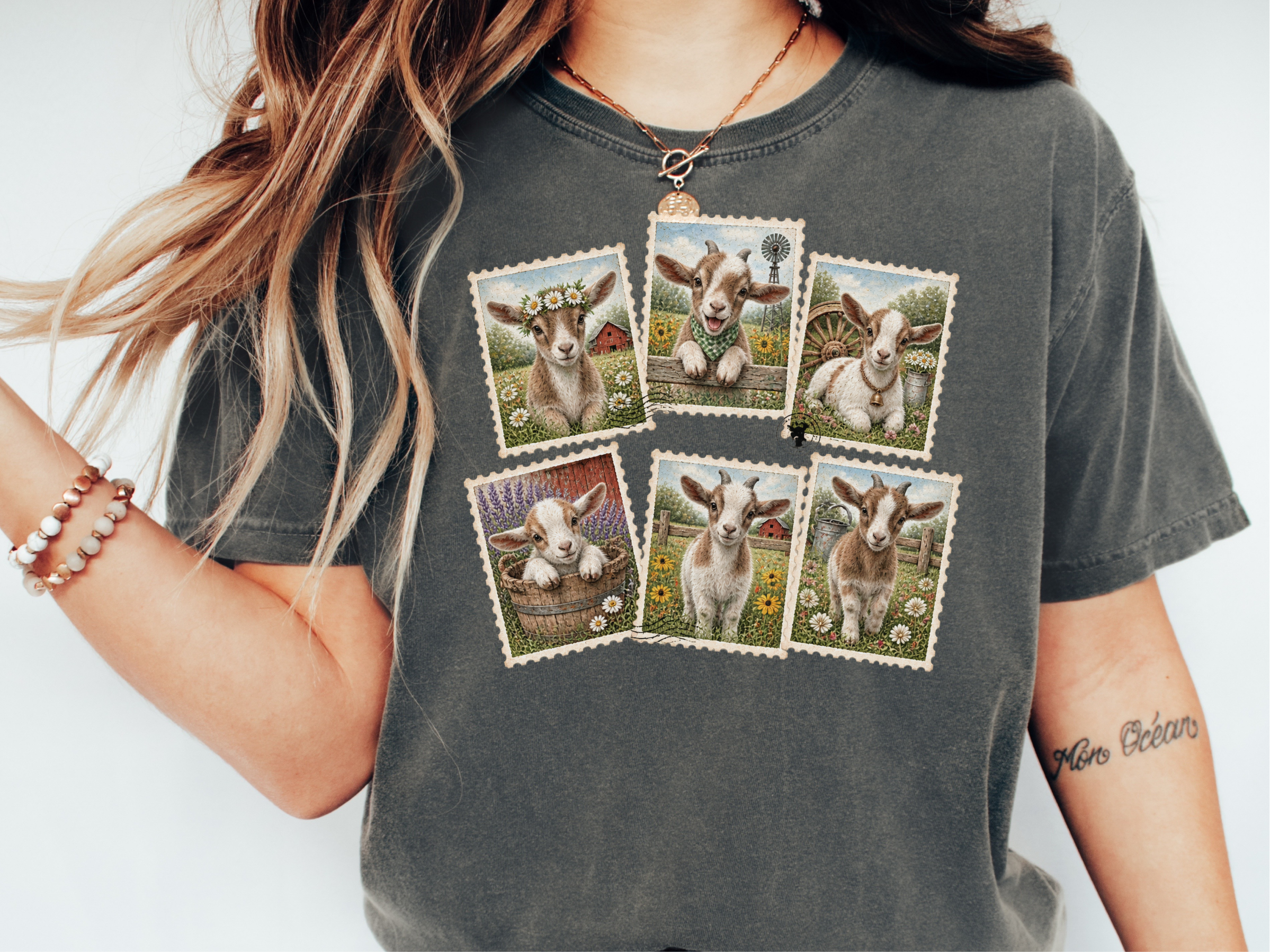 Vintage Stamp Goat Collage funny shirt - photo 1