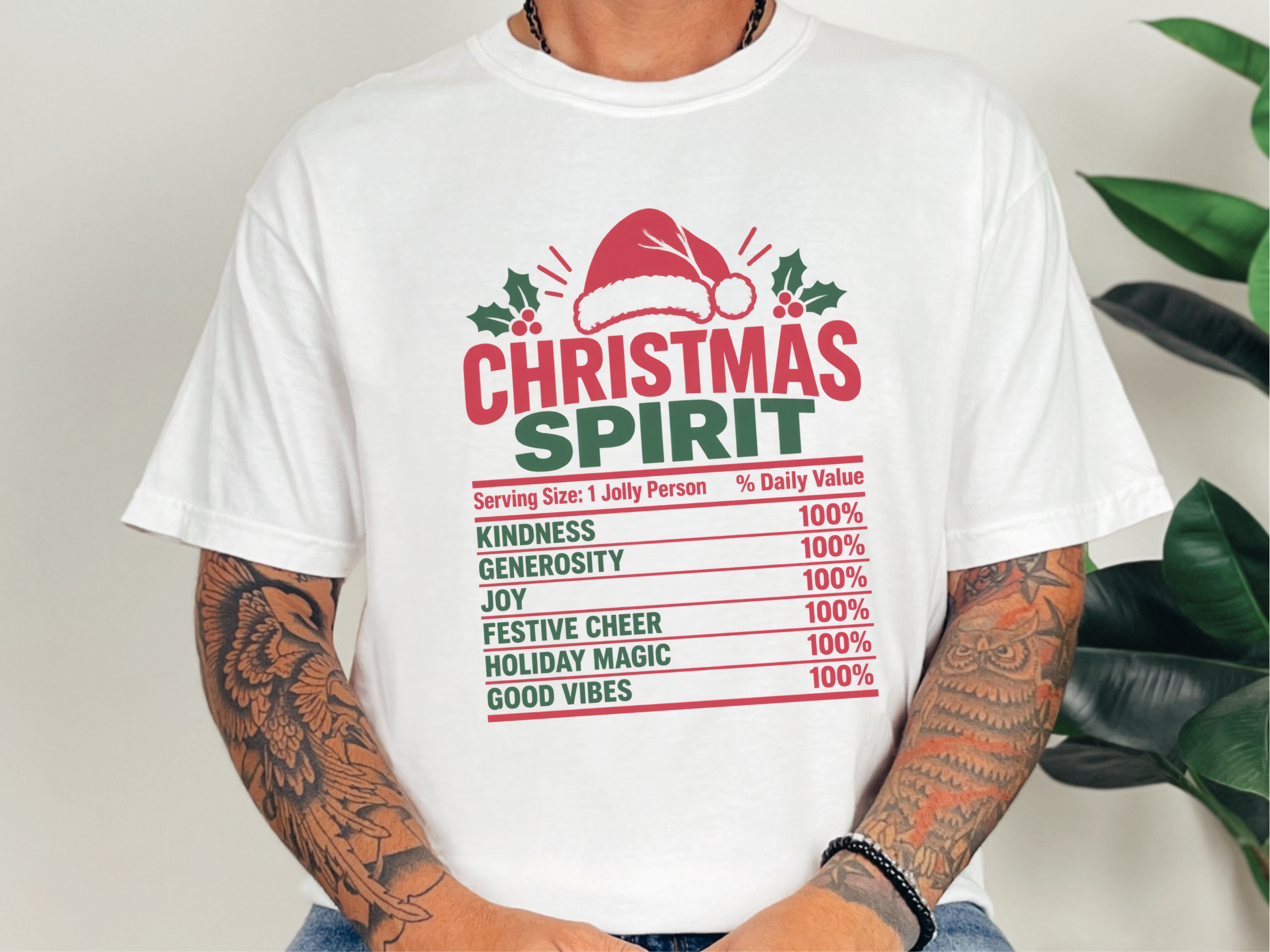 Christmas Spirit Nutrition Label Shirt Funny Holiday Party Tee