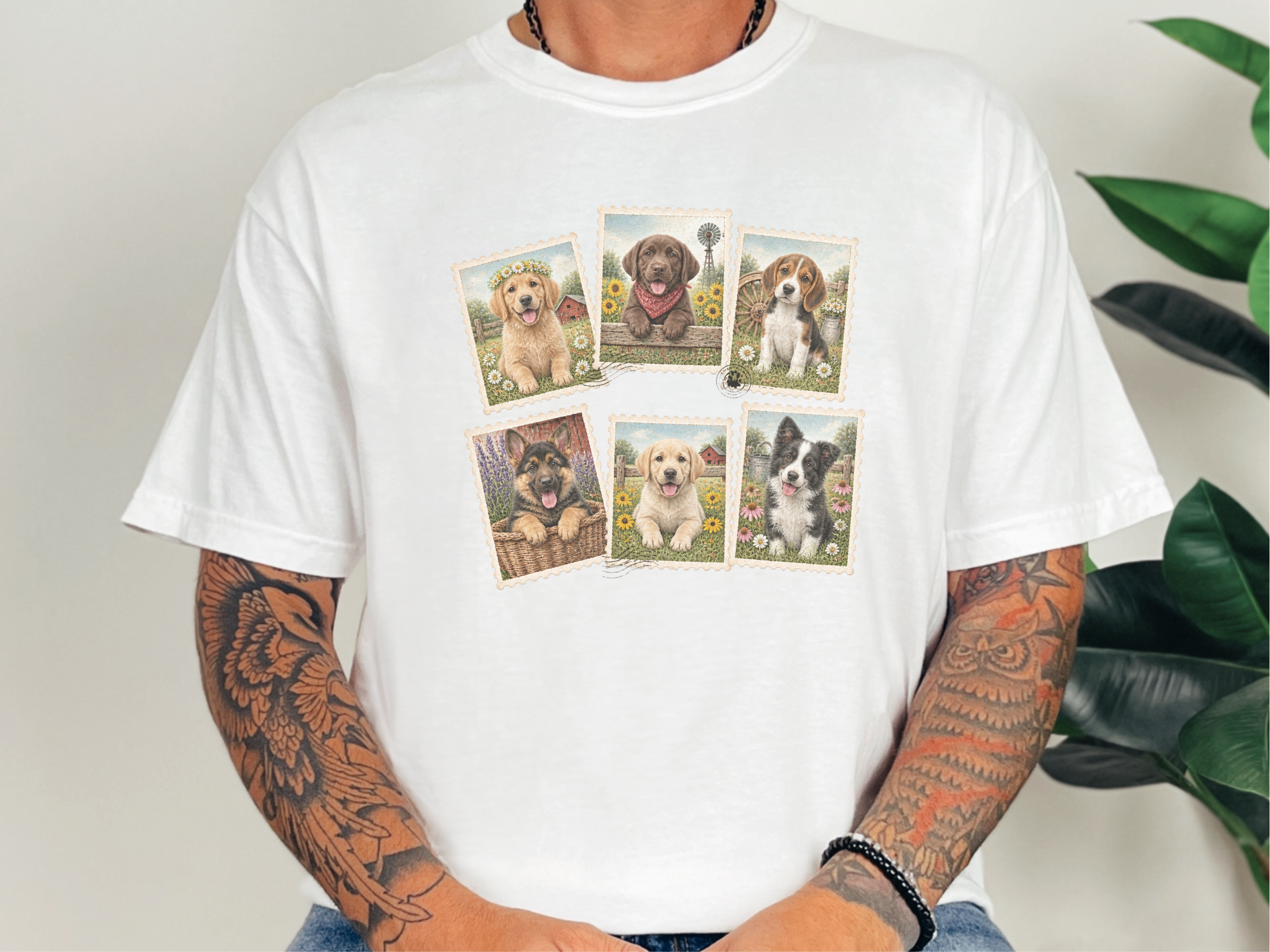 Country Dog Postage Stamps funny shirt - photo 2