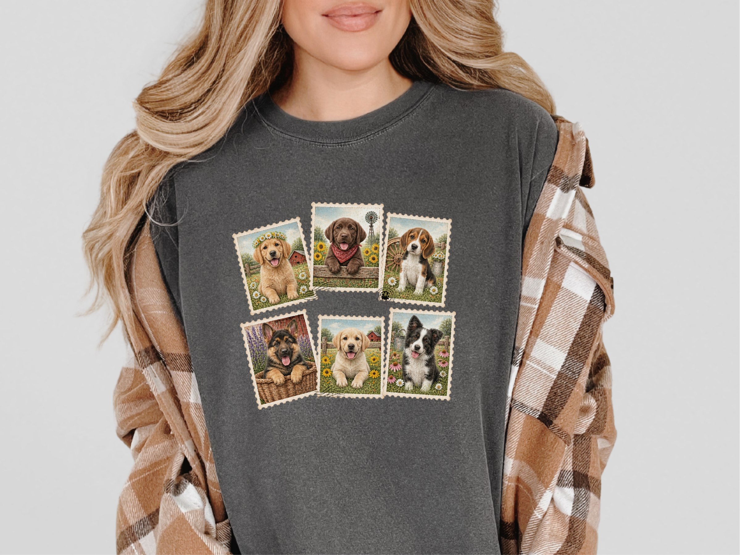 Country Dog Postage Stamps funny shirt - photo 6