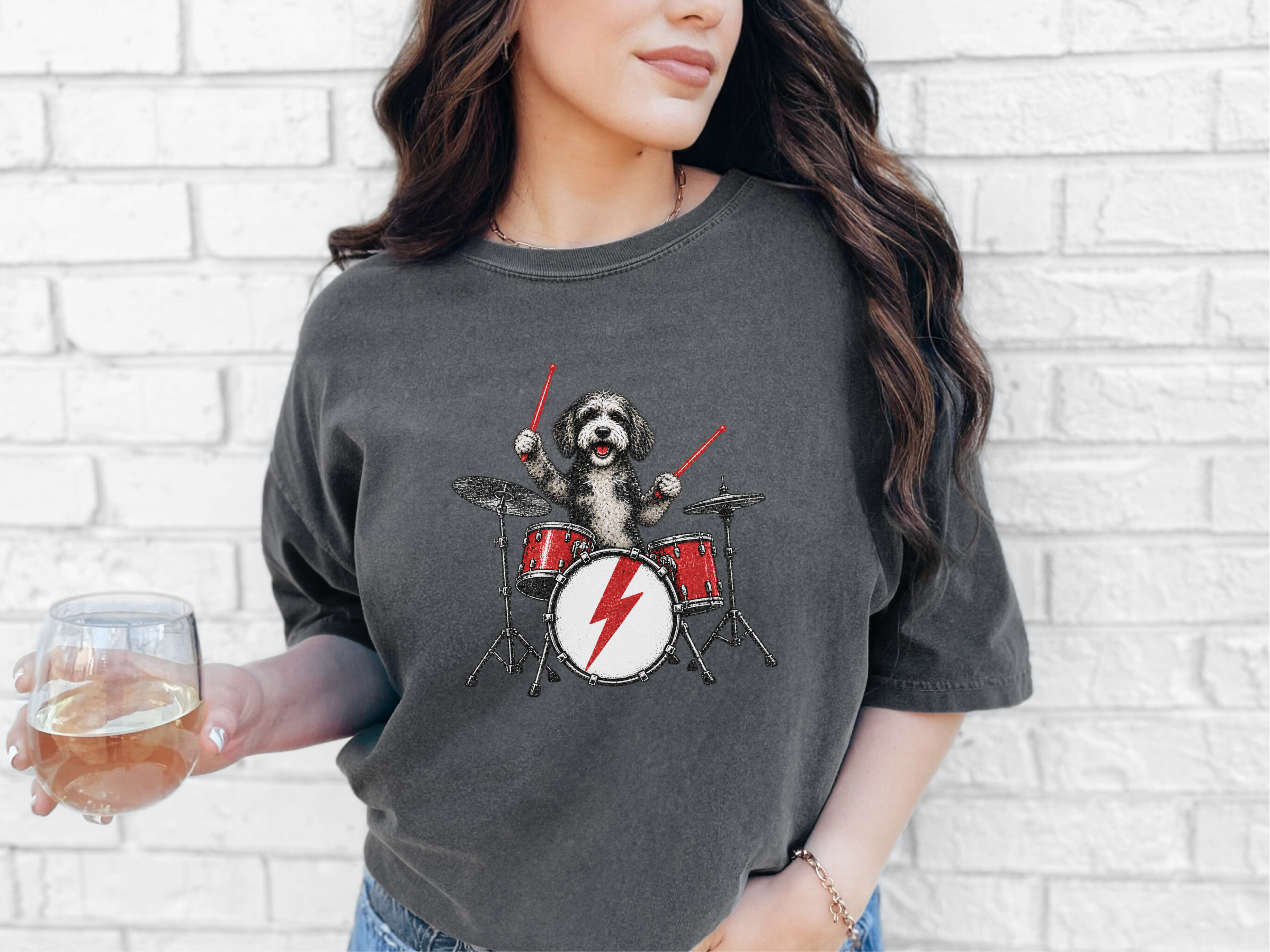 Aussiedoodle Rock Drummer Dog doodle dog shirt - photo 5