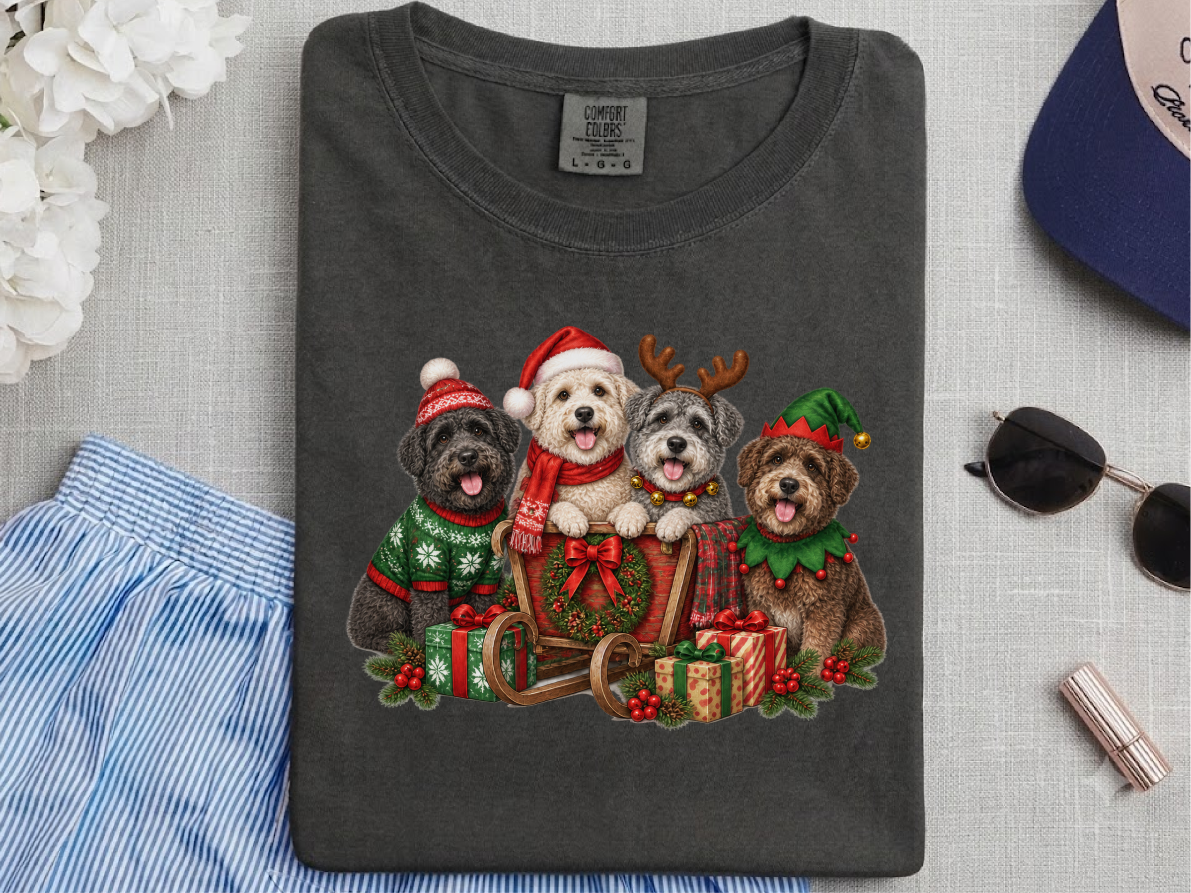 Schnoodle Christmas Sleigh Dogs