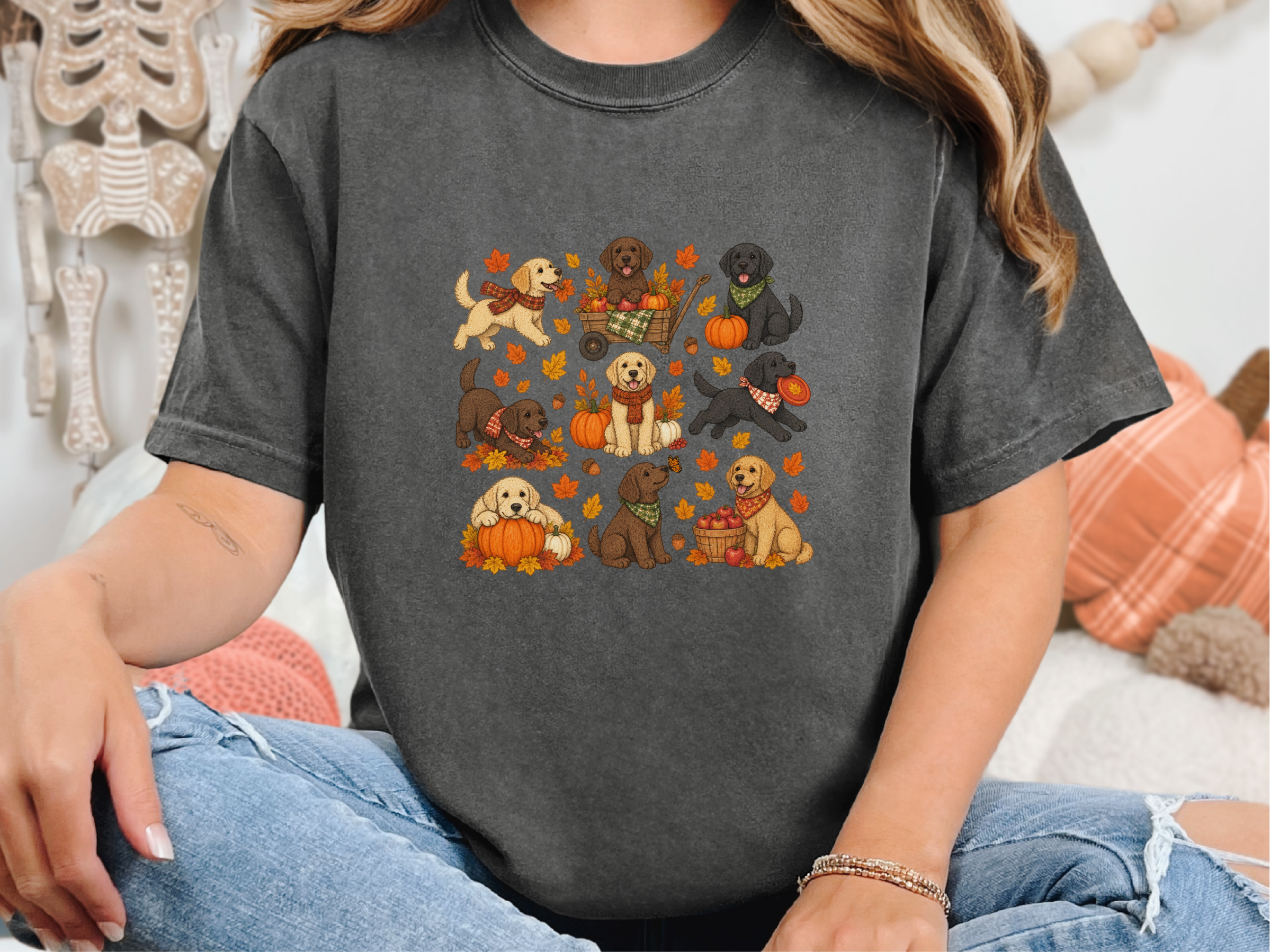 Labrador Fall Activities Clipart doodle dog shirt - photo 3