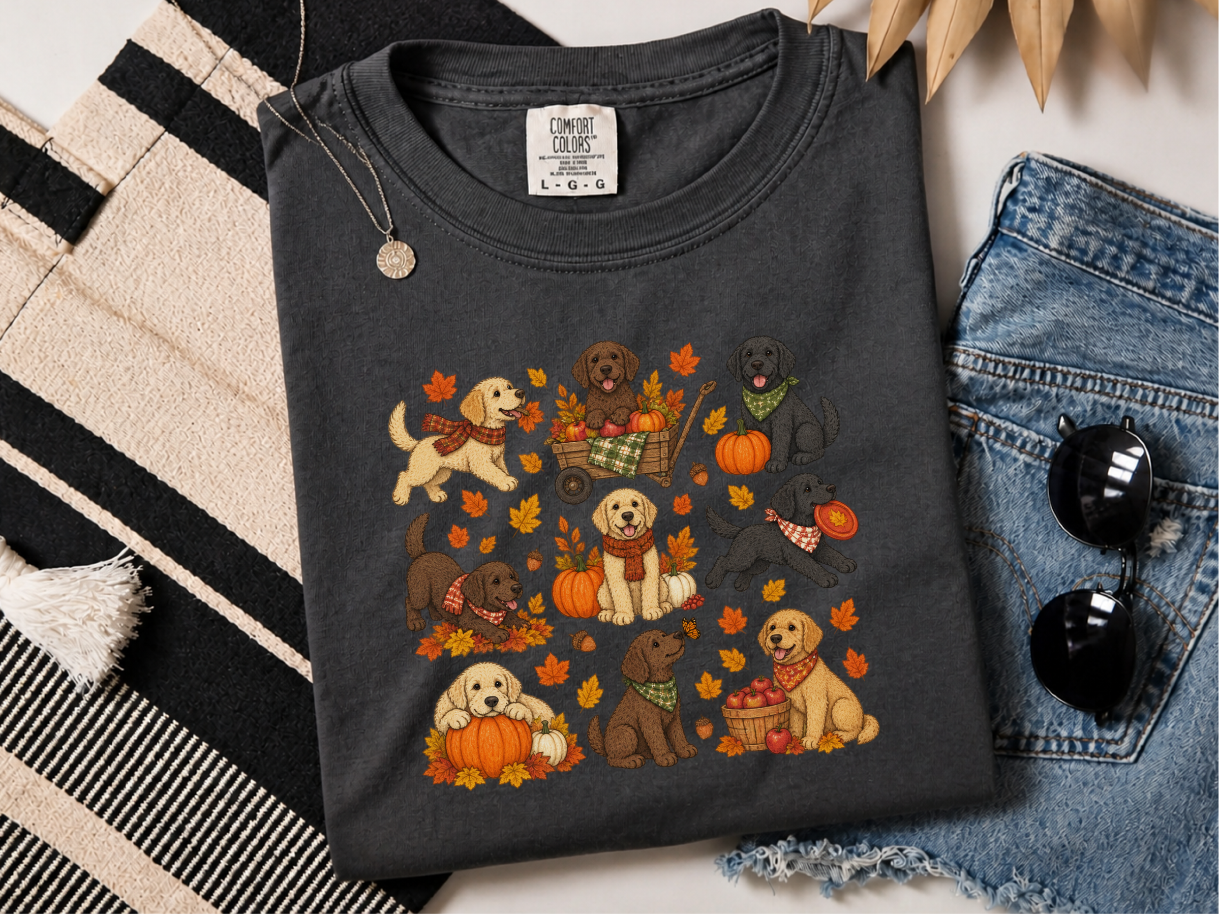Labrador Fall Activities Clipart doodle dog shirt - photo 2