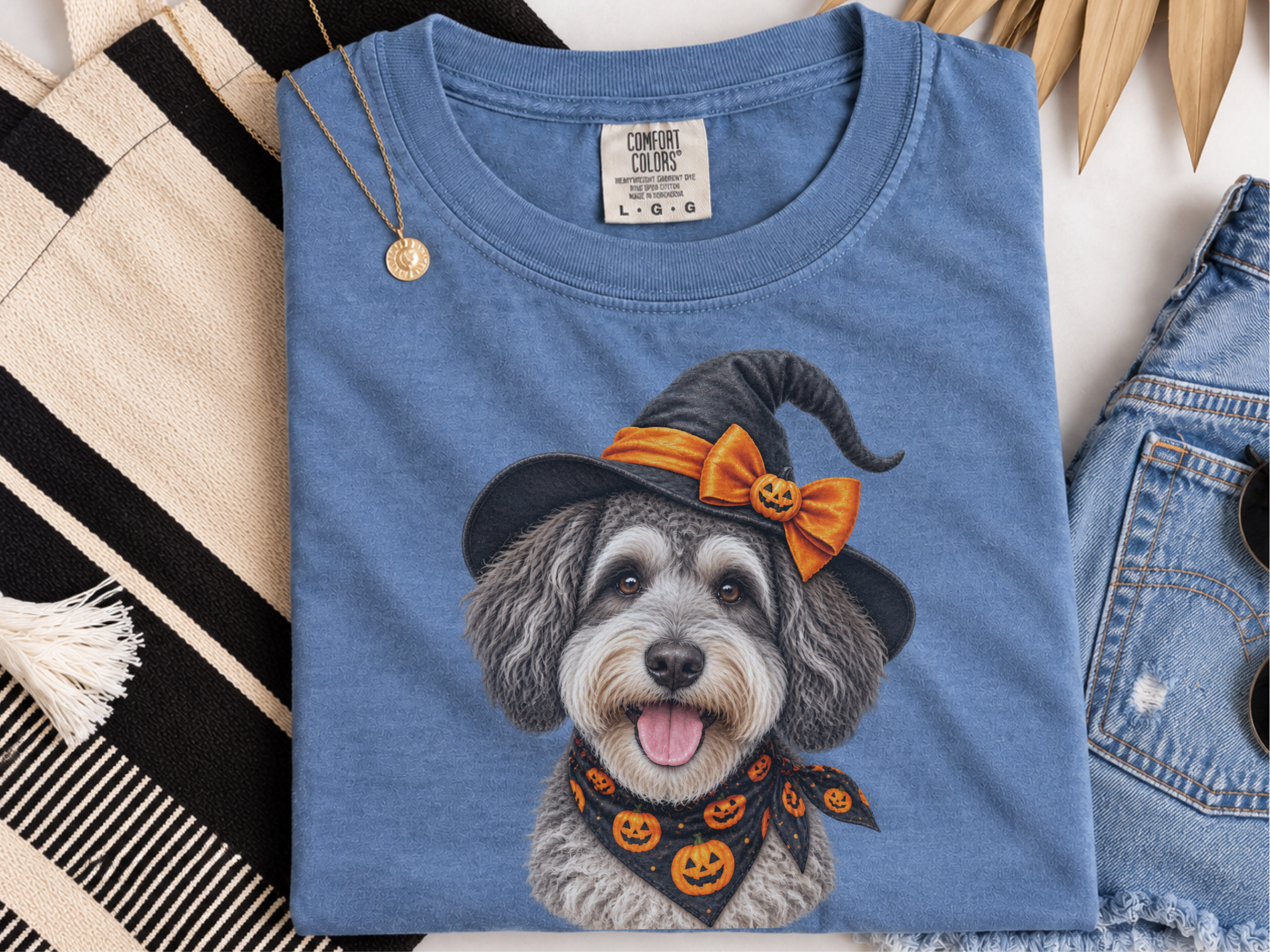 Schnoodle Witch Halloween Portrait doodle dog shirt - photo 7