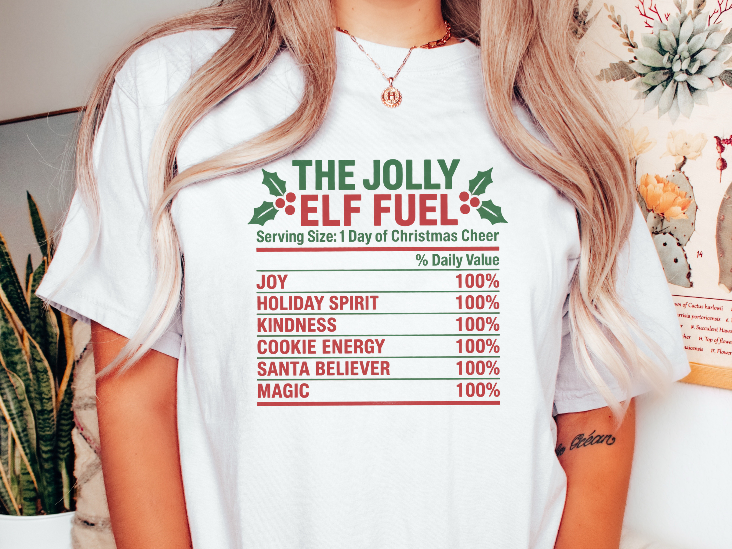 Jolly Elf Fuel Nutrition Label Funny Christmas Elf Shirt Design