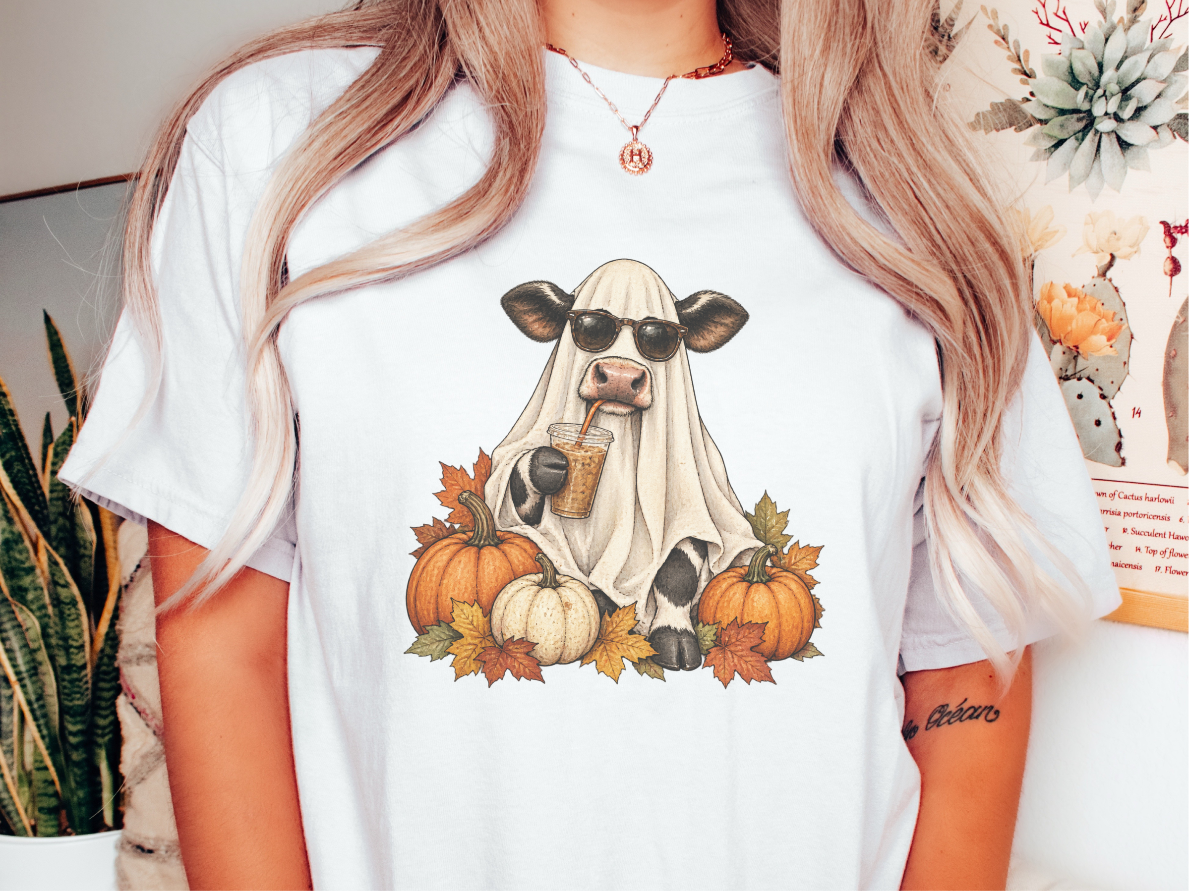 Ghost Cow Iced Coffee Pumpkin funny shirt - photo 1