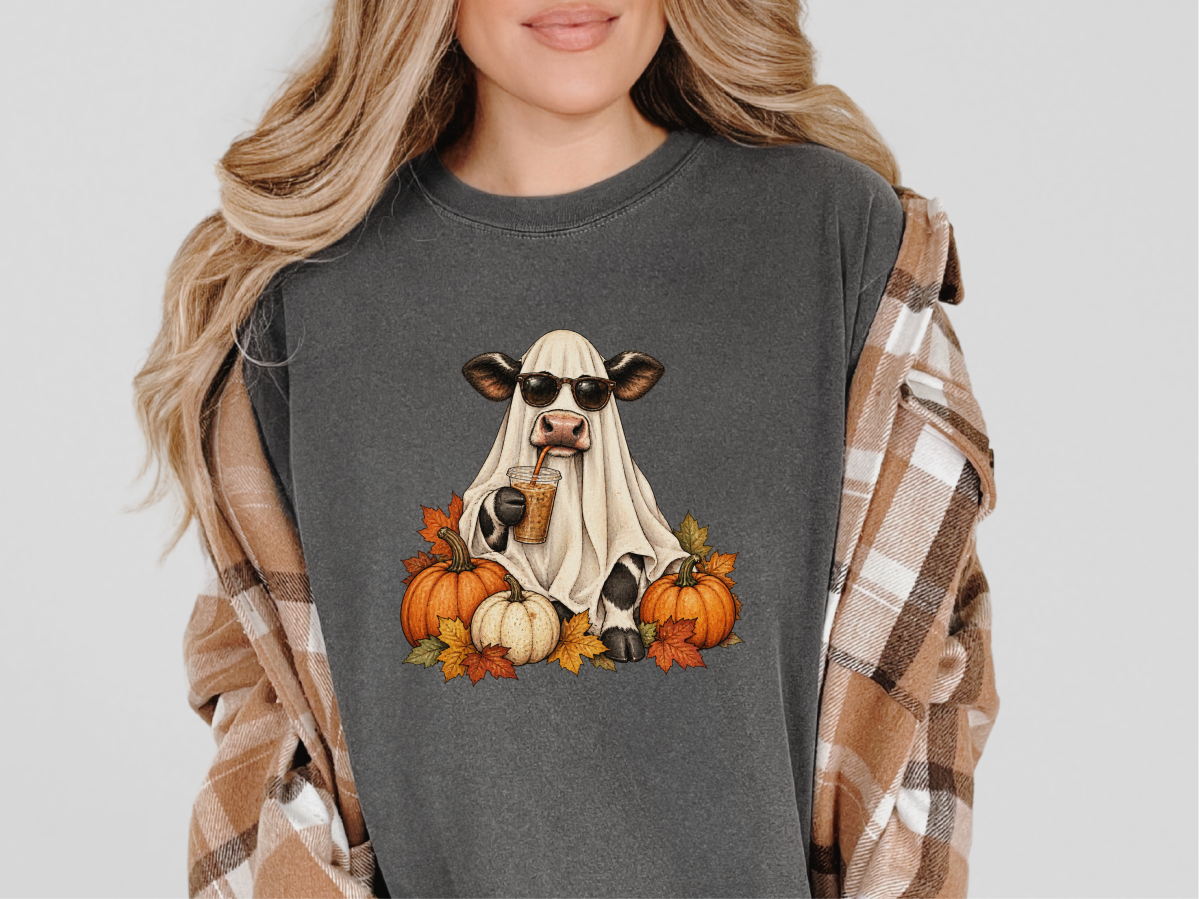 Ghost Cow Iced Coffee Pumpkin funny shirt - photo 6