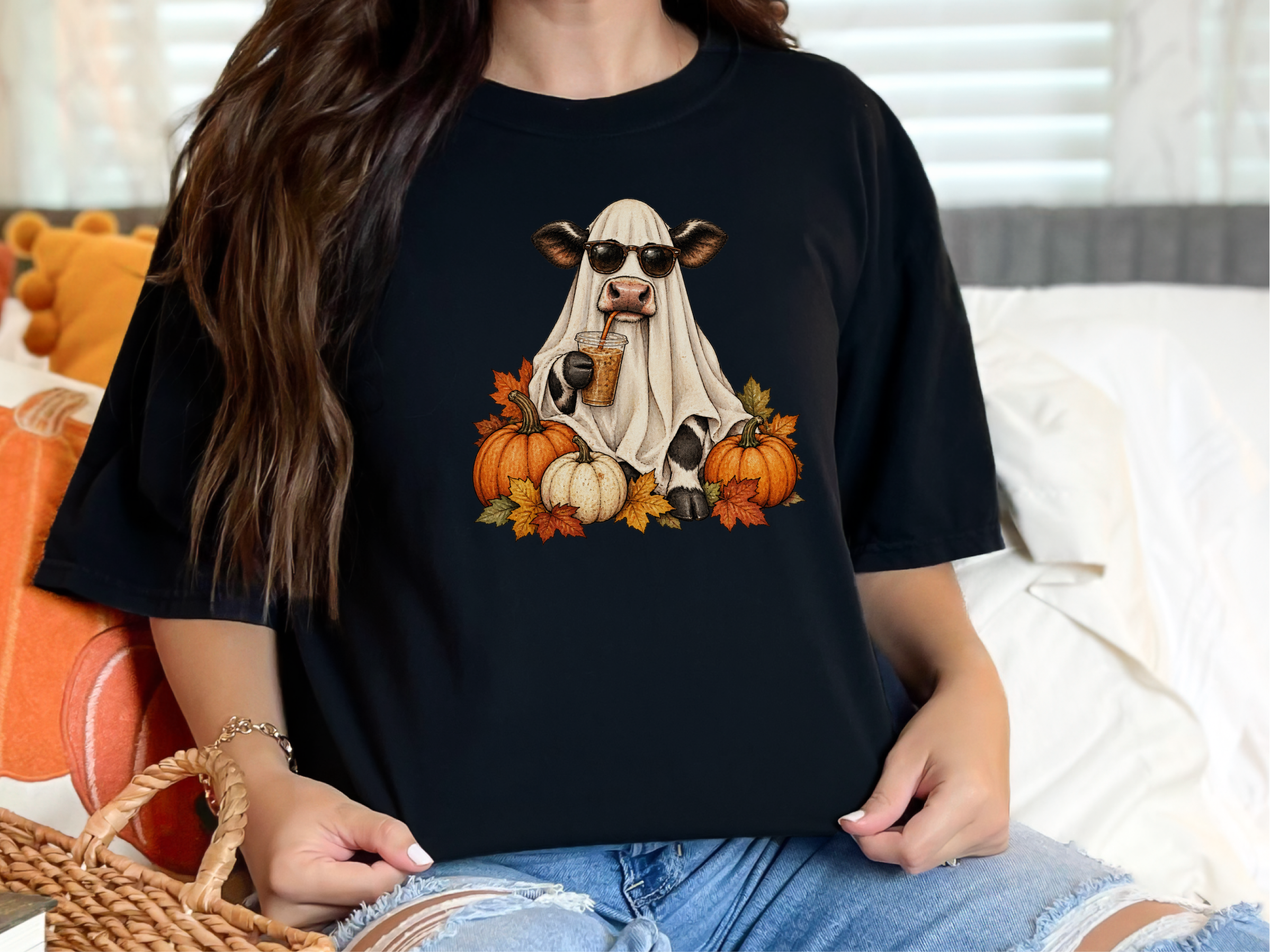 Ghost Cow Iced Coffee Pumpkin funny shirt - photo 4