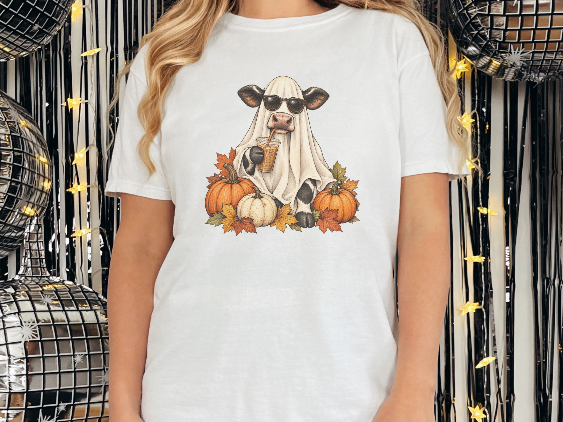 Ghost Cow Iced Coffee Pumpkin funny shirt - photo 2