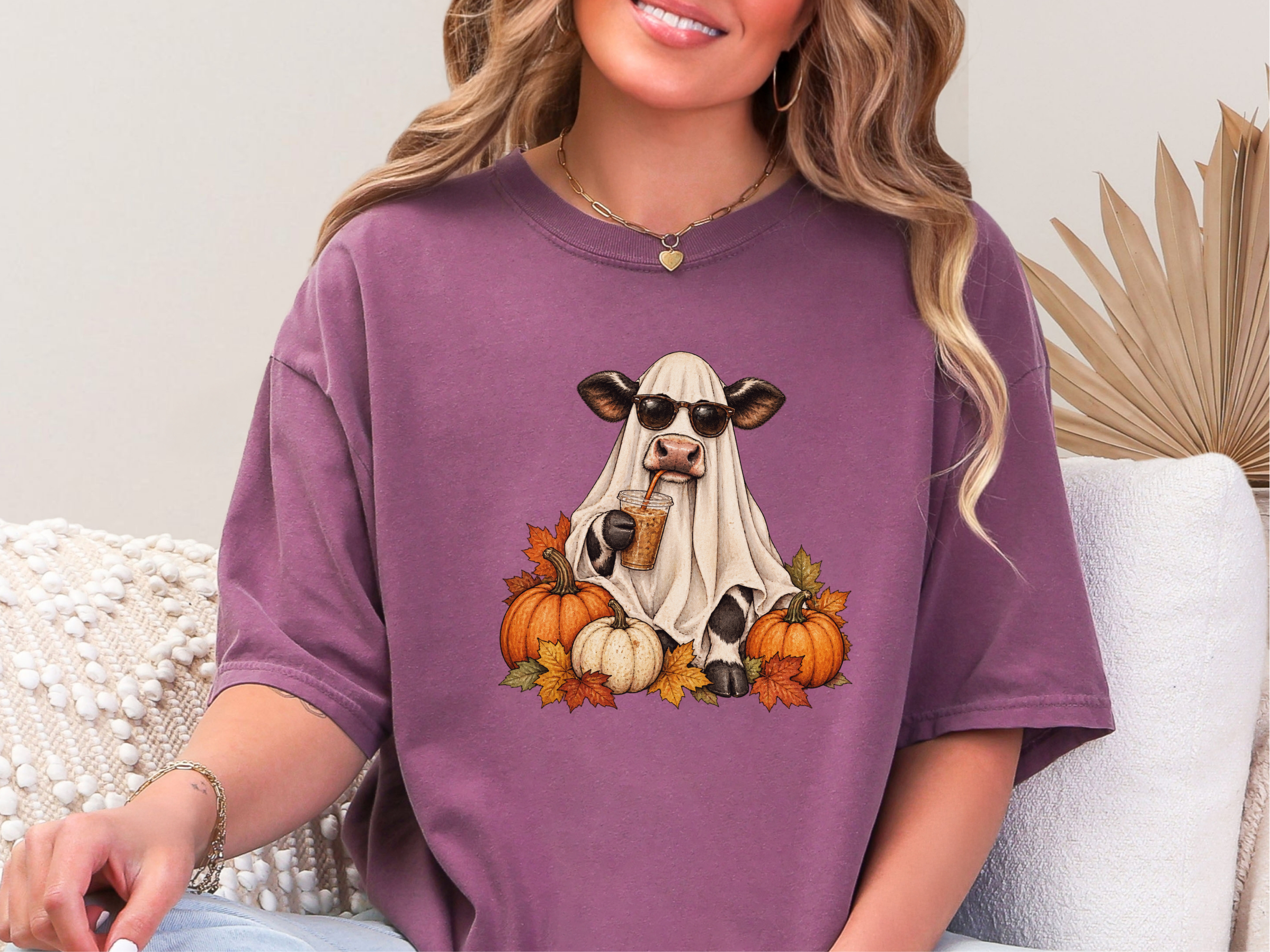 Ghost Cow Iced Coffee Pumpkin funny shirt - photo 8