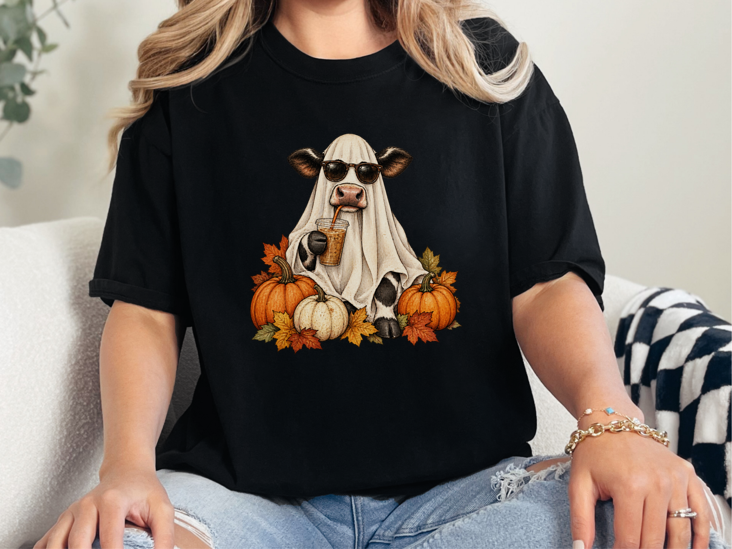 Ghost Cow Iced Coffee Pumpkin funny shirt - photo 3