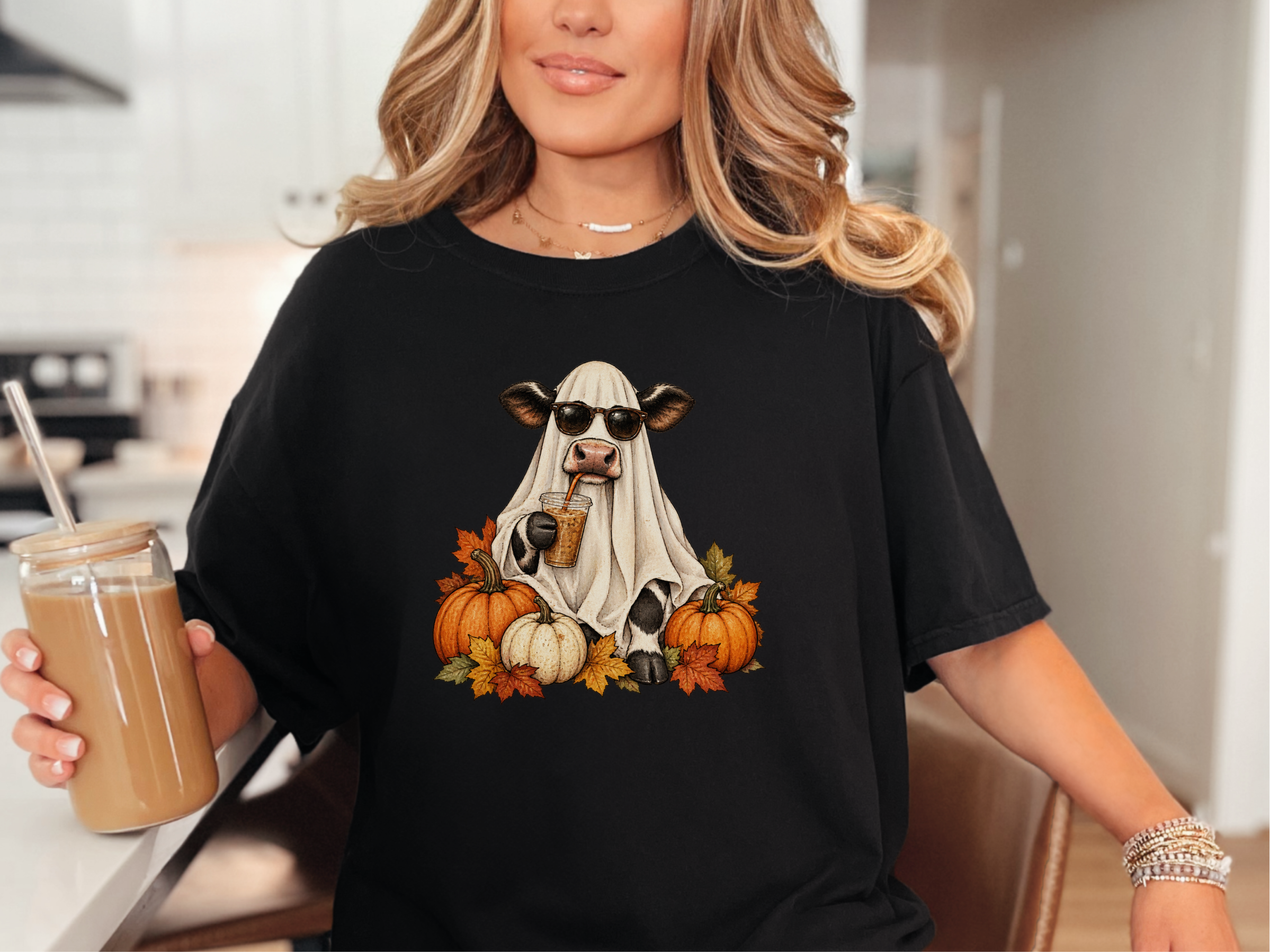 Ghost Cow Iced Coffee Pumpkin funny shirt - photo 5
