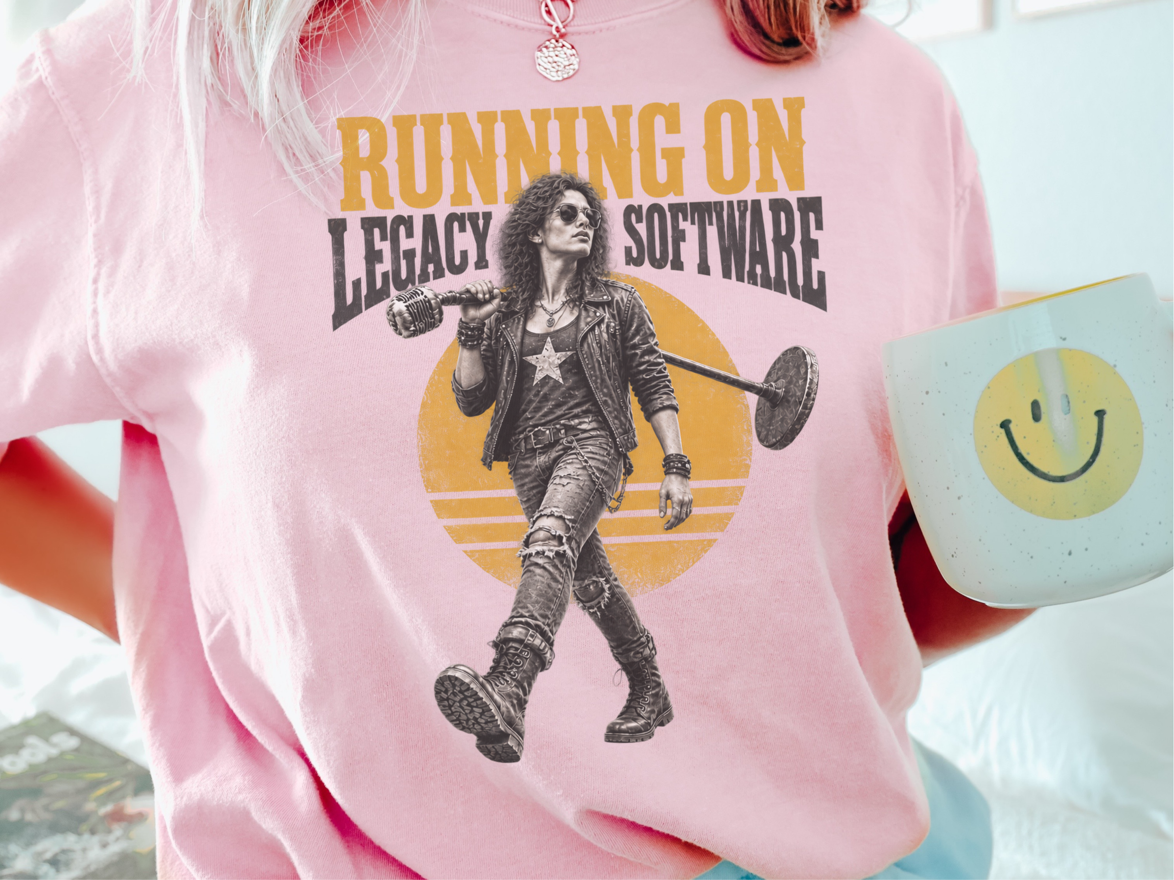 Rocker Woman Legacy Software T-Shirt Vintage Wash IT Coder Tee