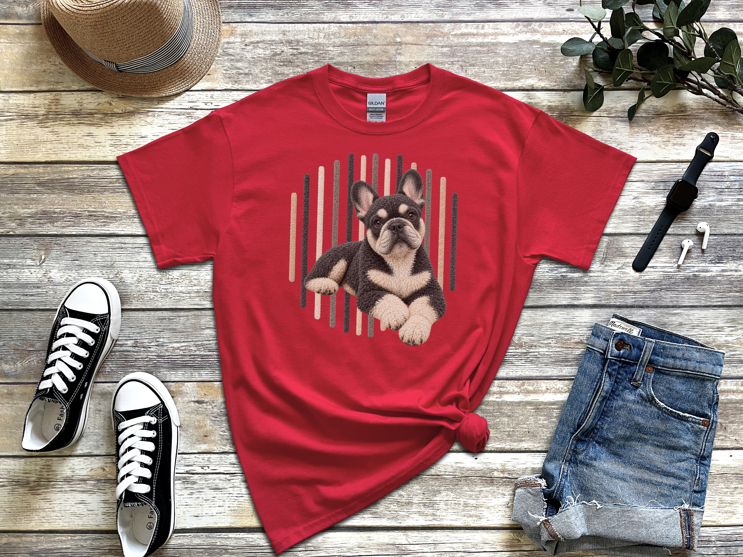 French Bulldog Vertical Lines doodle dog shirt - photo 4