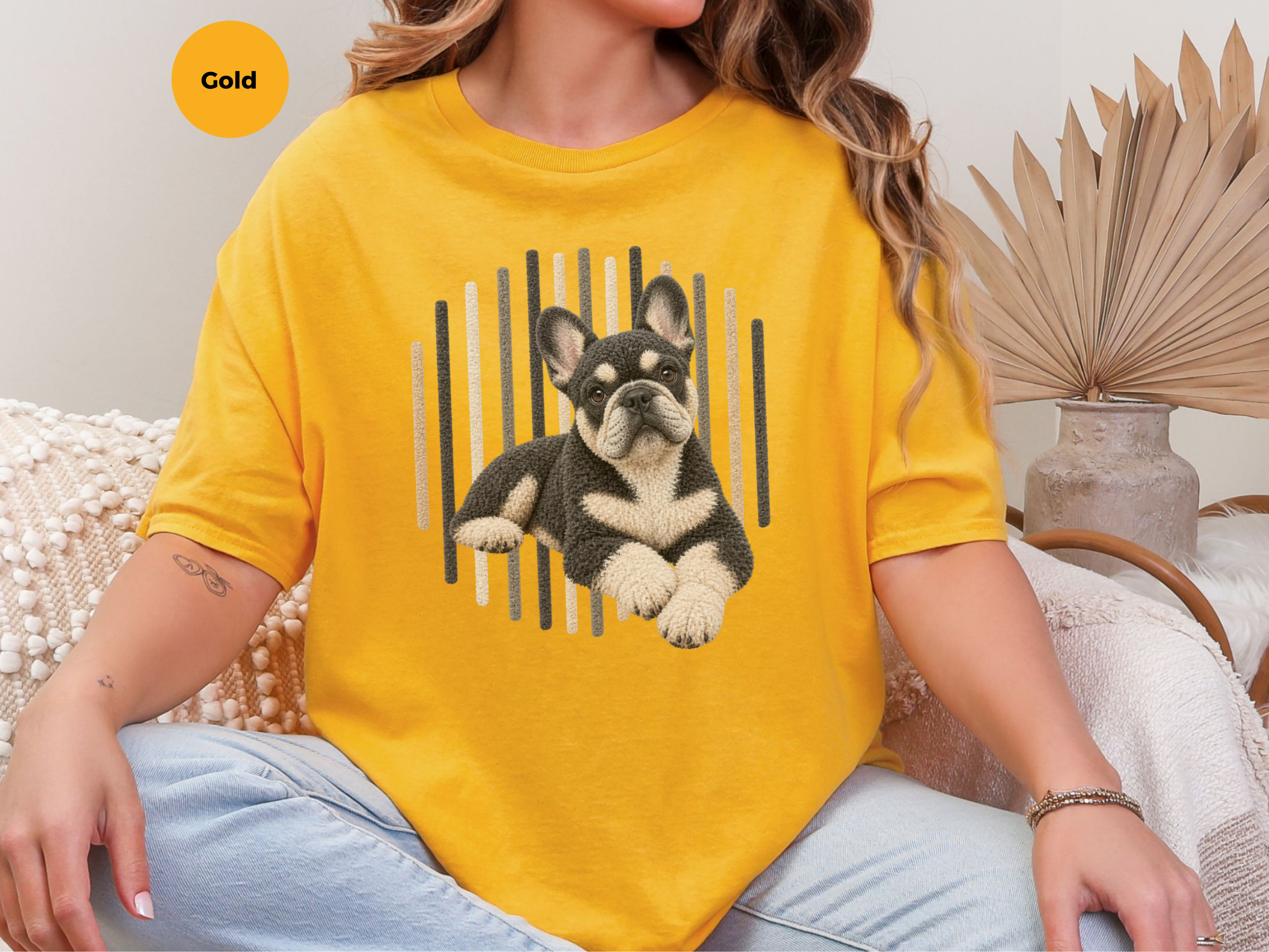French Bulldog Vertical Lines doodle dog shirt - photo 8
