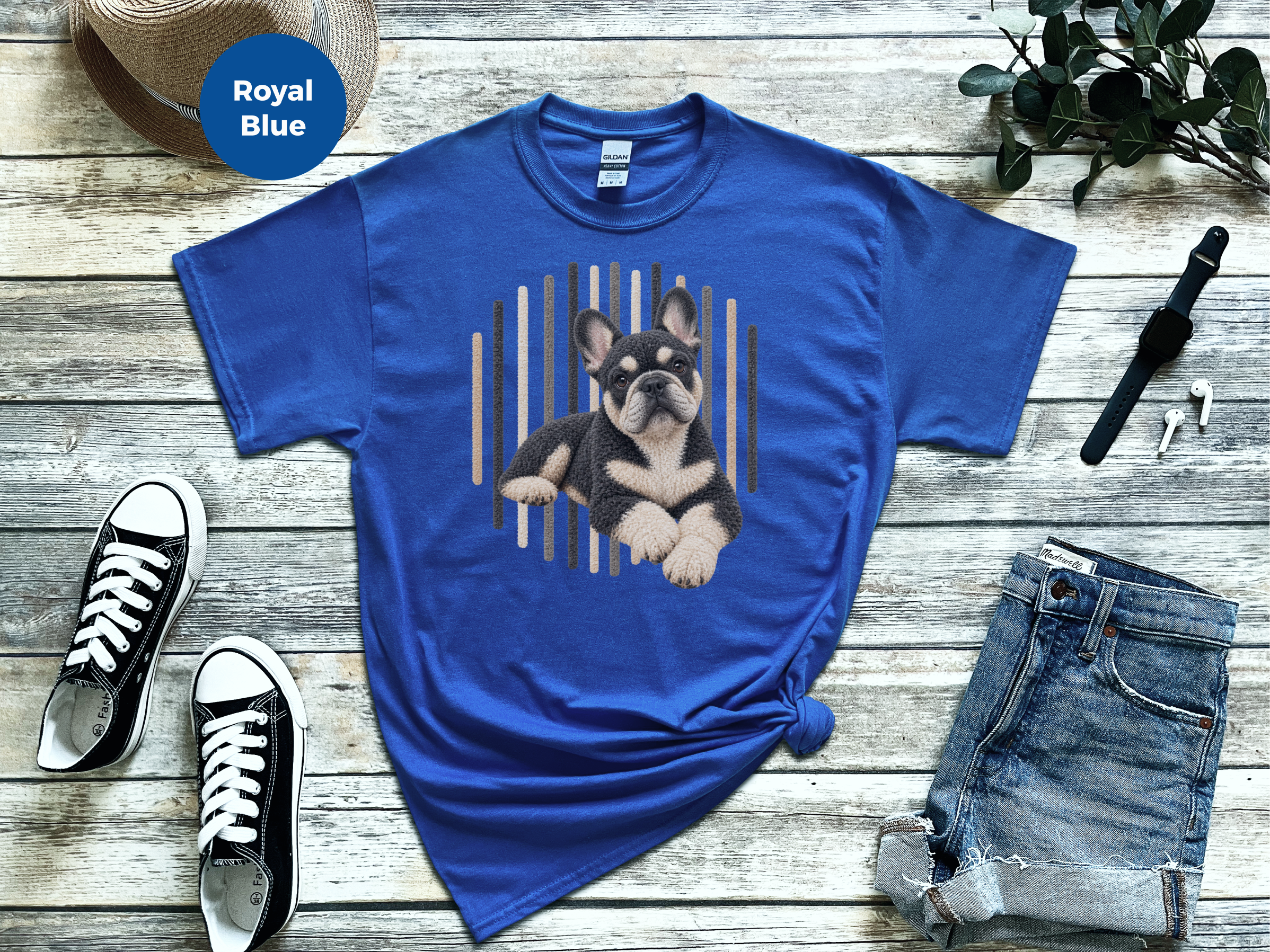 French Bulldog Vertical Lines doodle dog shirt - photo 3