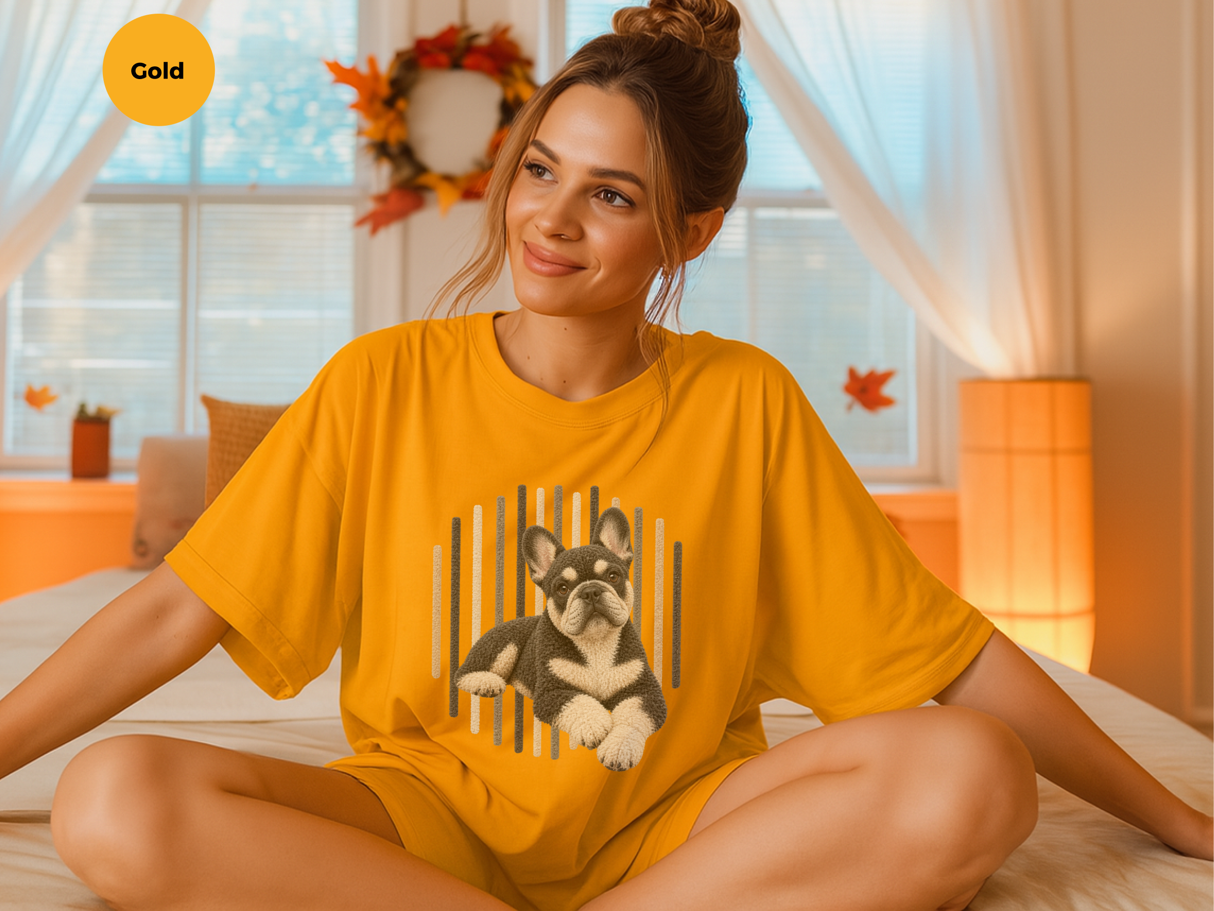 French Bulldog Vertical Lines doodle dog shirt - photo 6