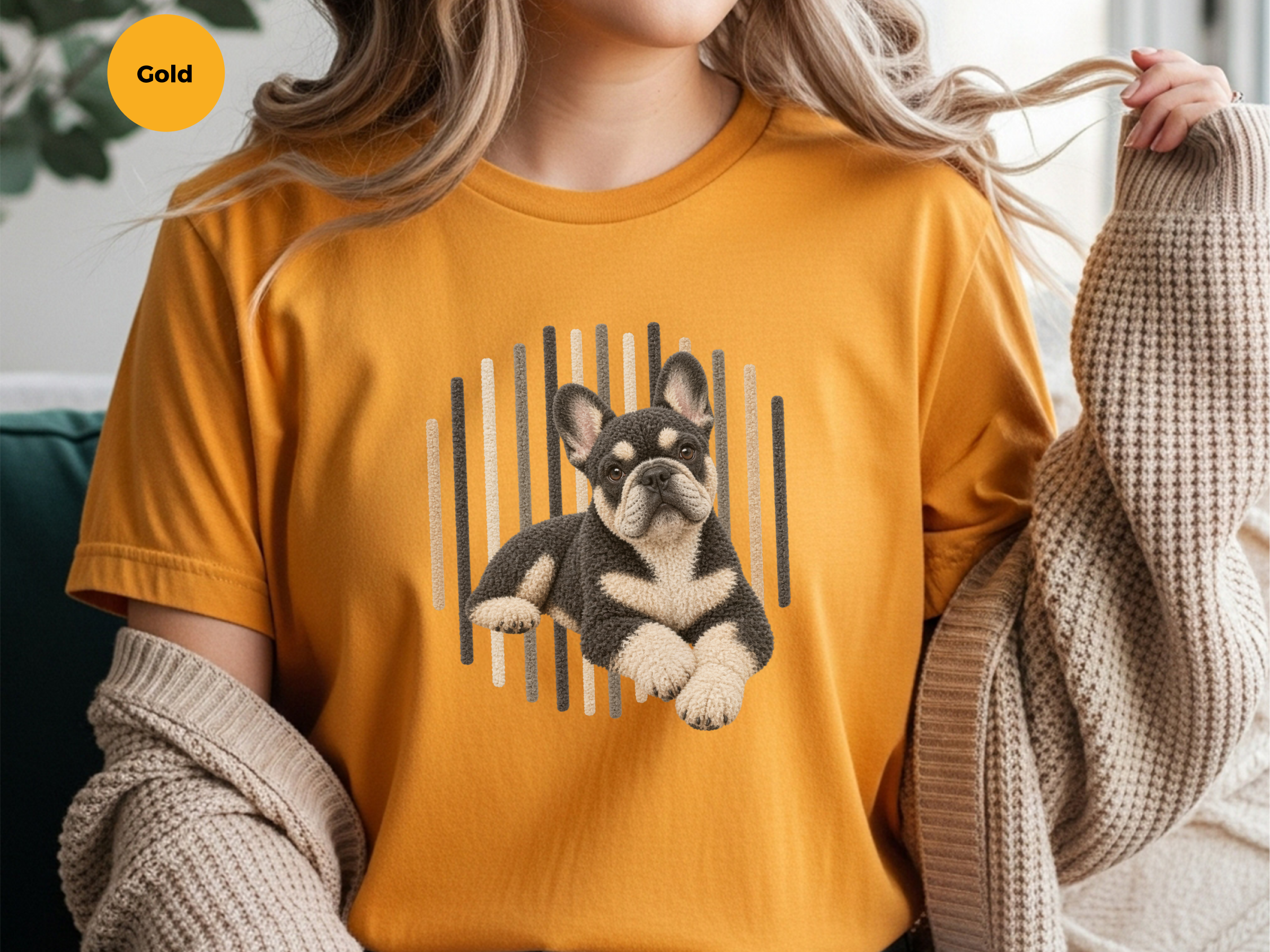French Bulldog Vertical Lines doodle dog shirt - photo 5