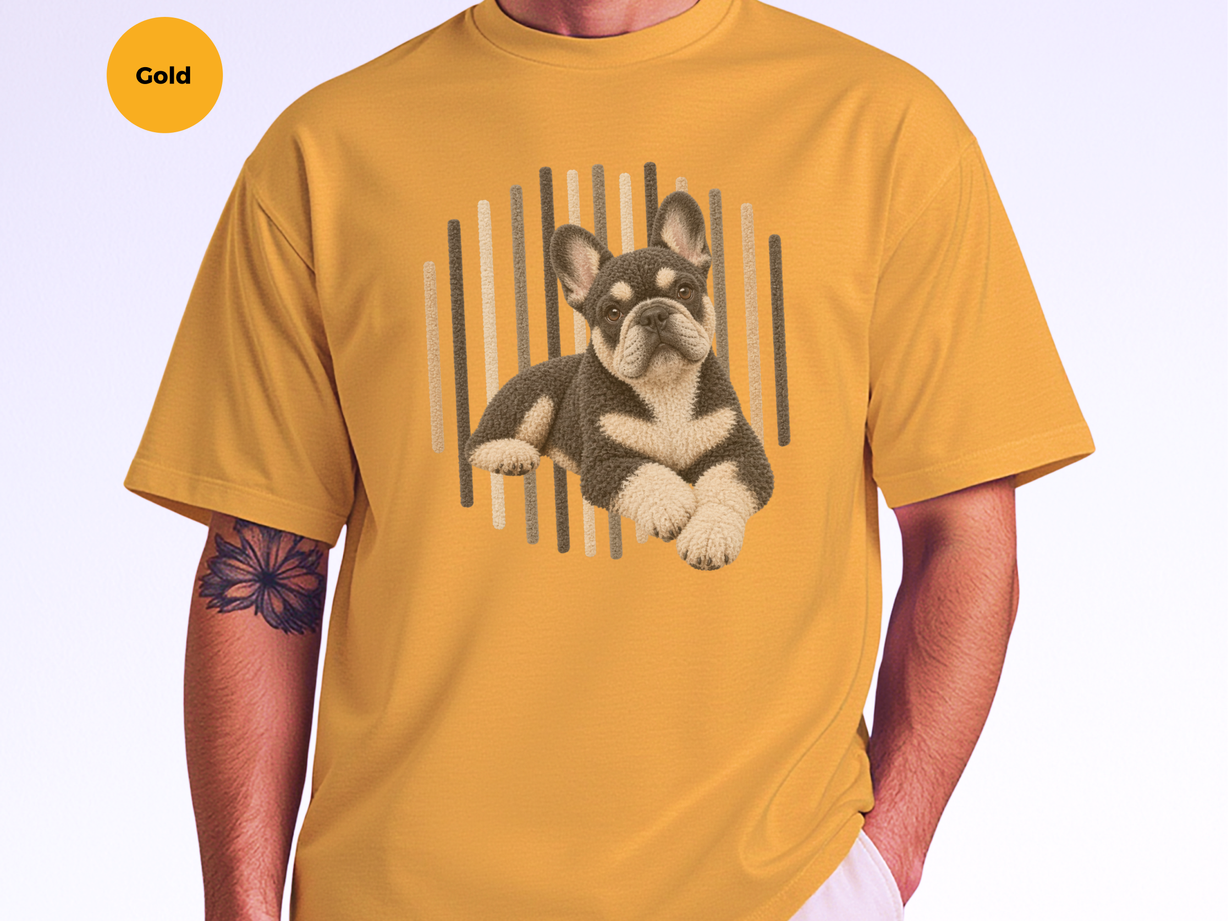 French Bulldog Vertical Lines doodle dog shirt - photo 7