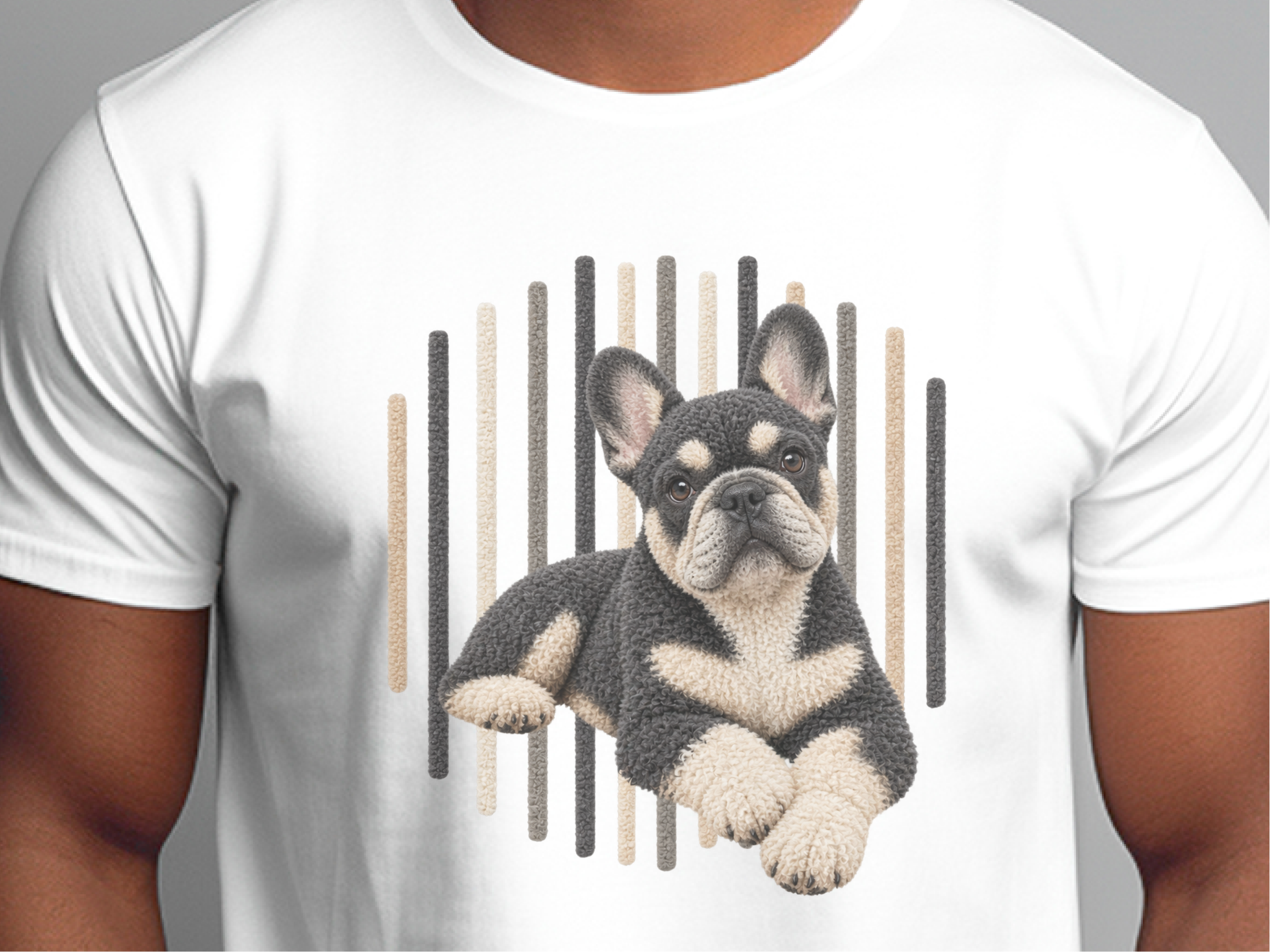 French Bulldog Vertical Lines doodle dog shirt - photo 1