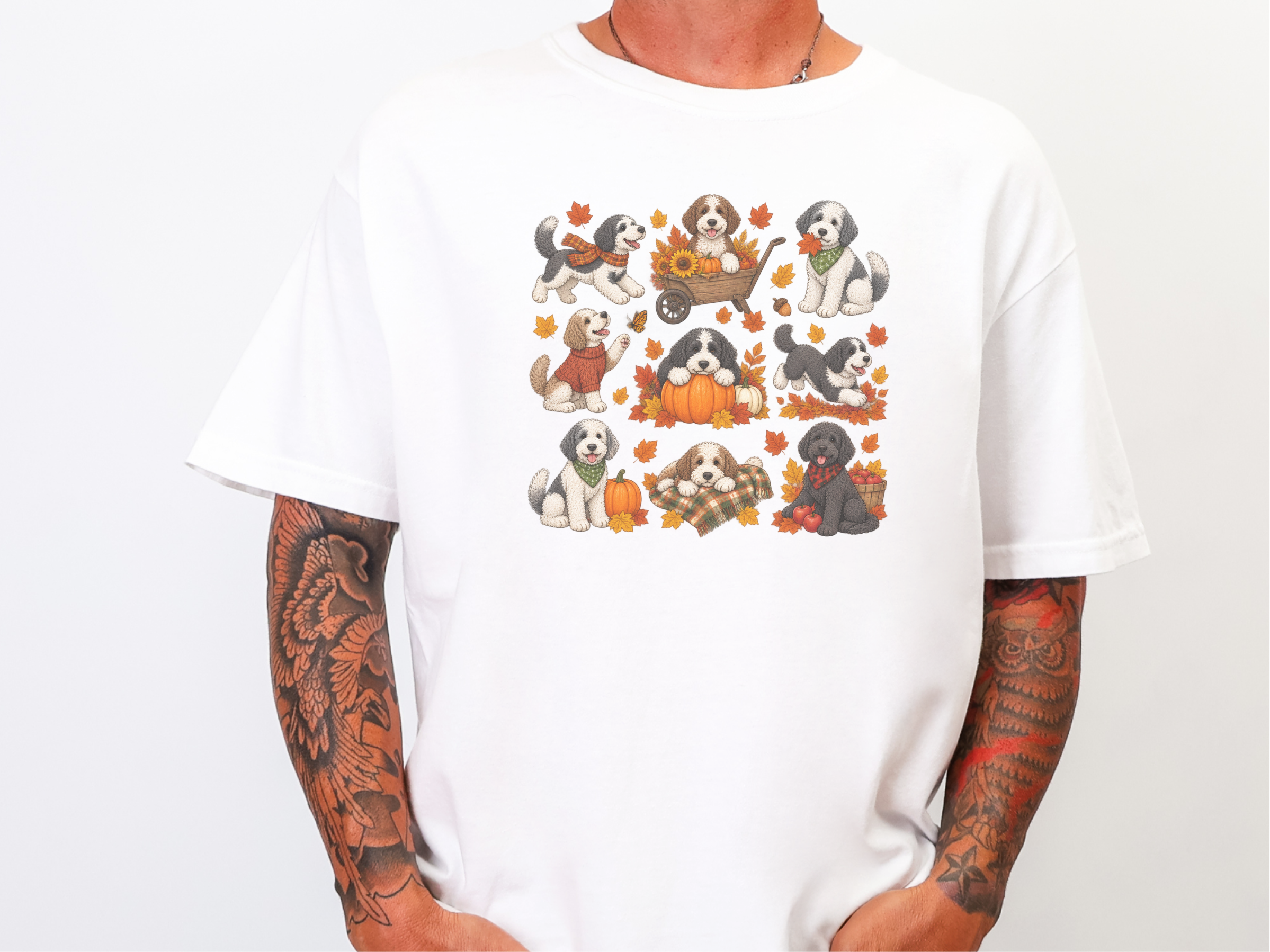 Autumn Sheepadoodle Fall Activities doodle dog shirt - photo 3