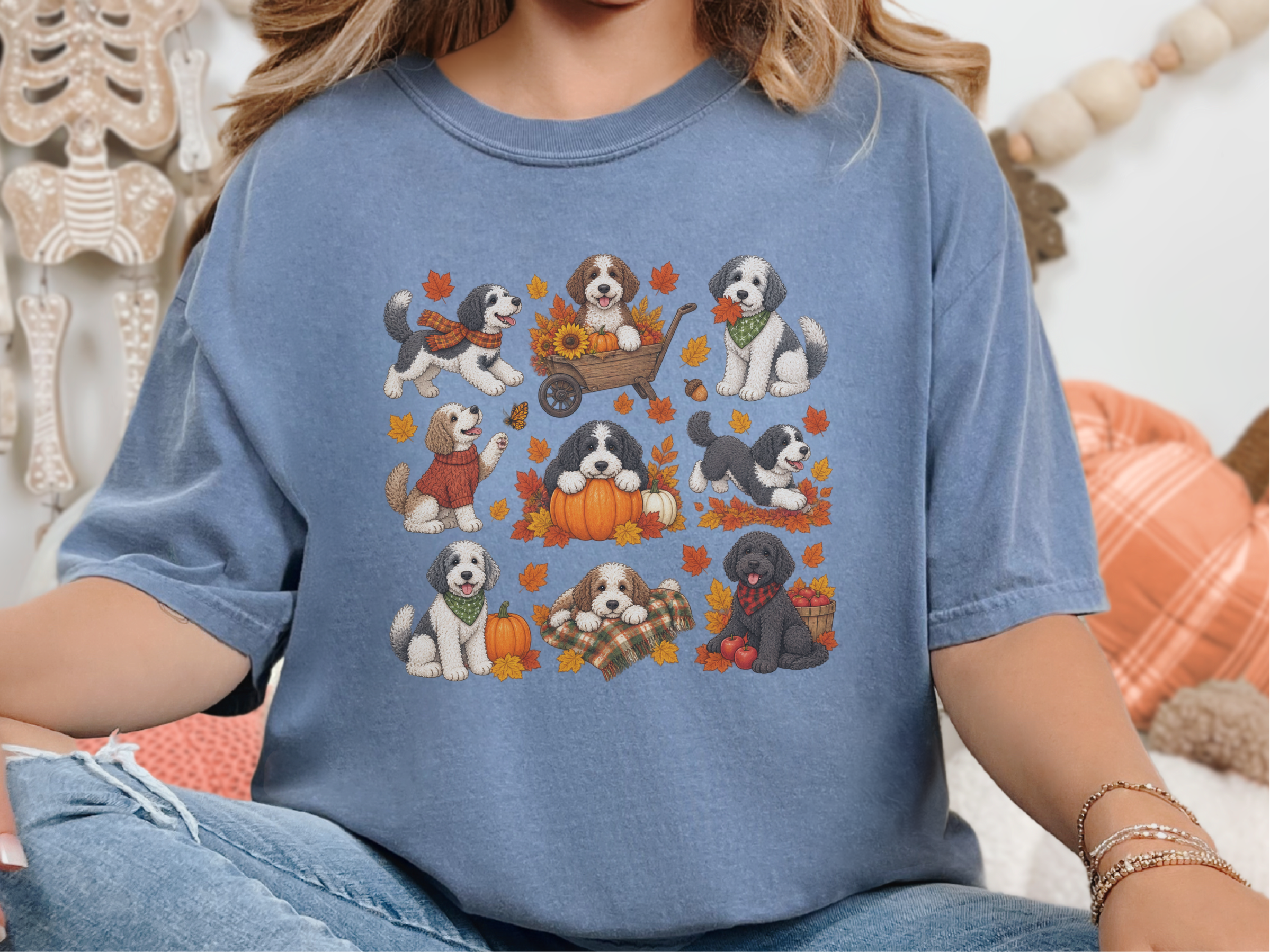 Autumn Sheepadoodle Fall Activities doodle dog shirt - photo 8