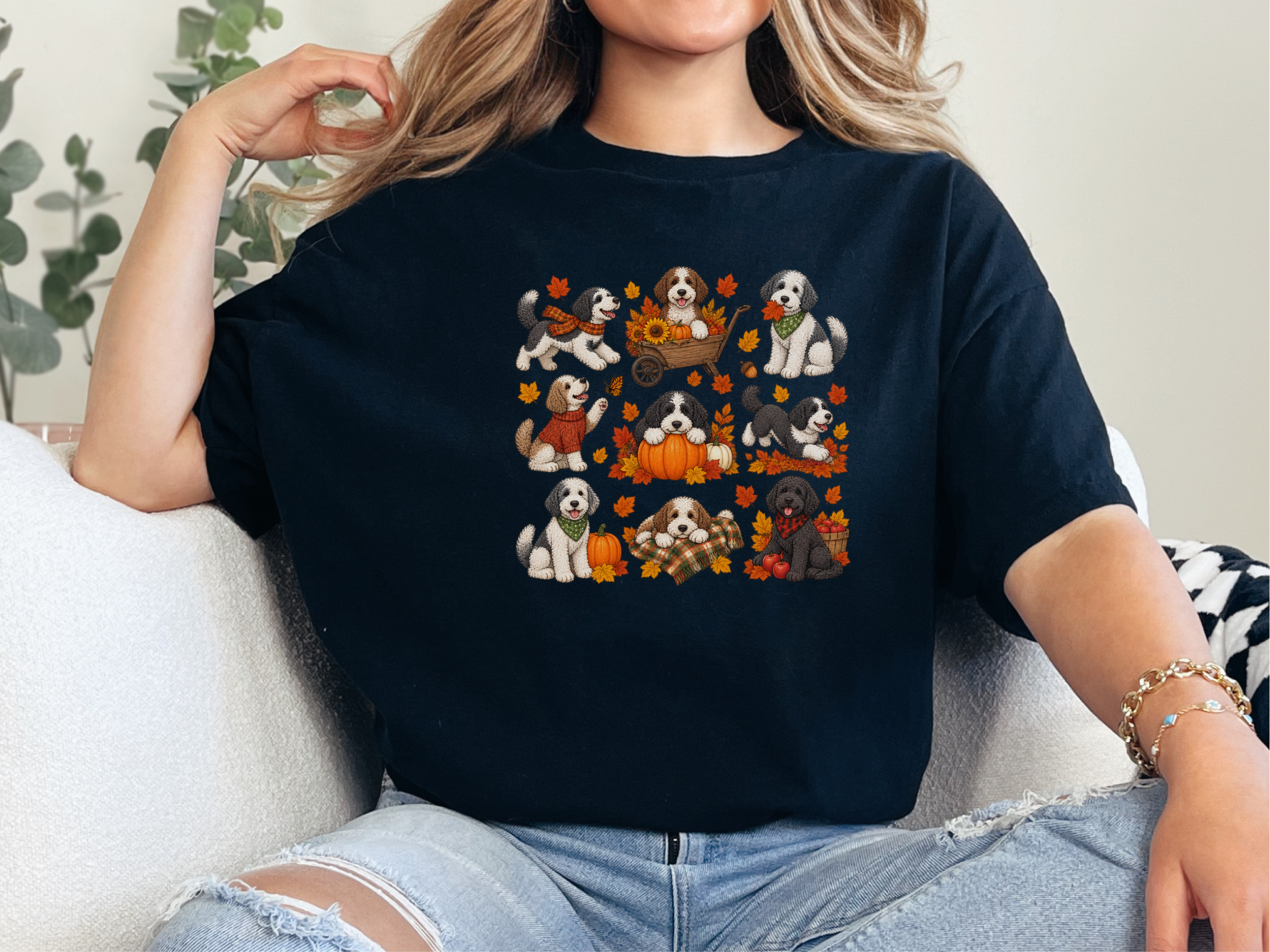 Autumn Sheepadoodle Fall Activities doodle dog shirt - photo 5