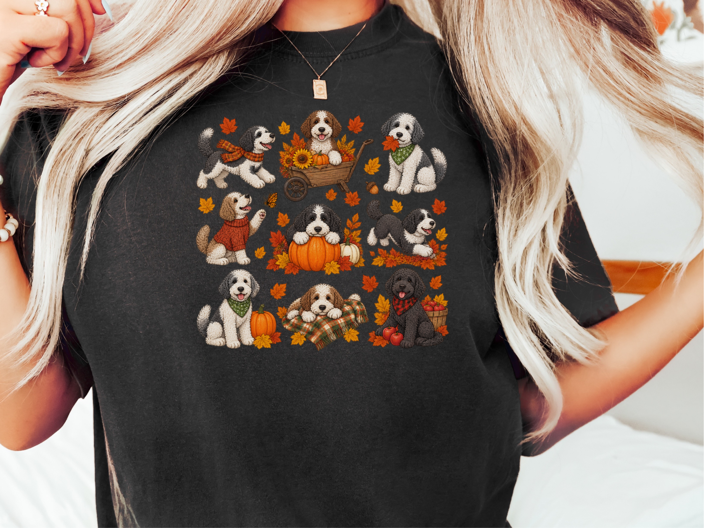 Autumn Sheepadoodle Fall Activities doodle dog shirt - photo 1