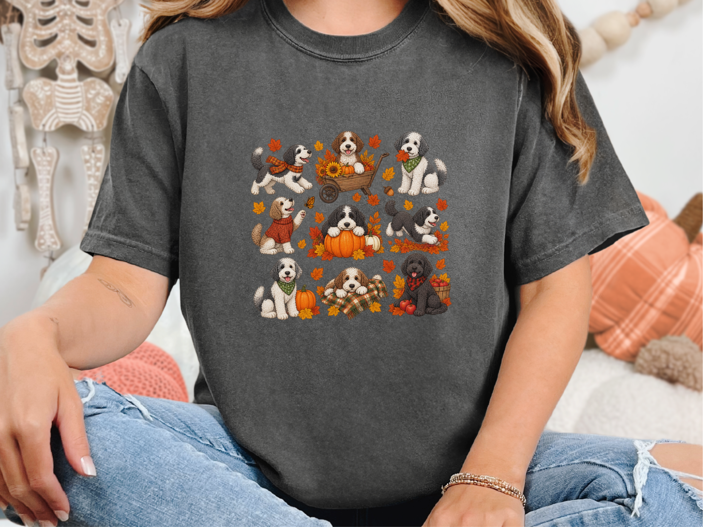 Autumn Sheepadoodle Fall Activities doodle dog shirt - photo 6
