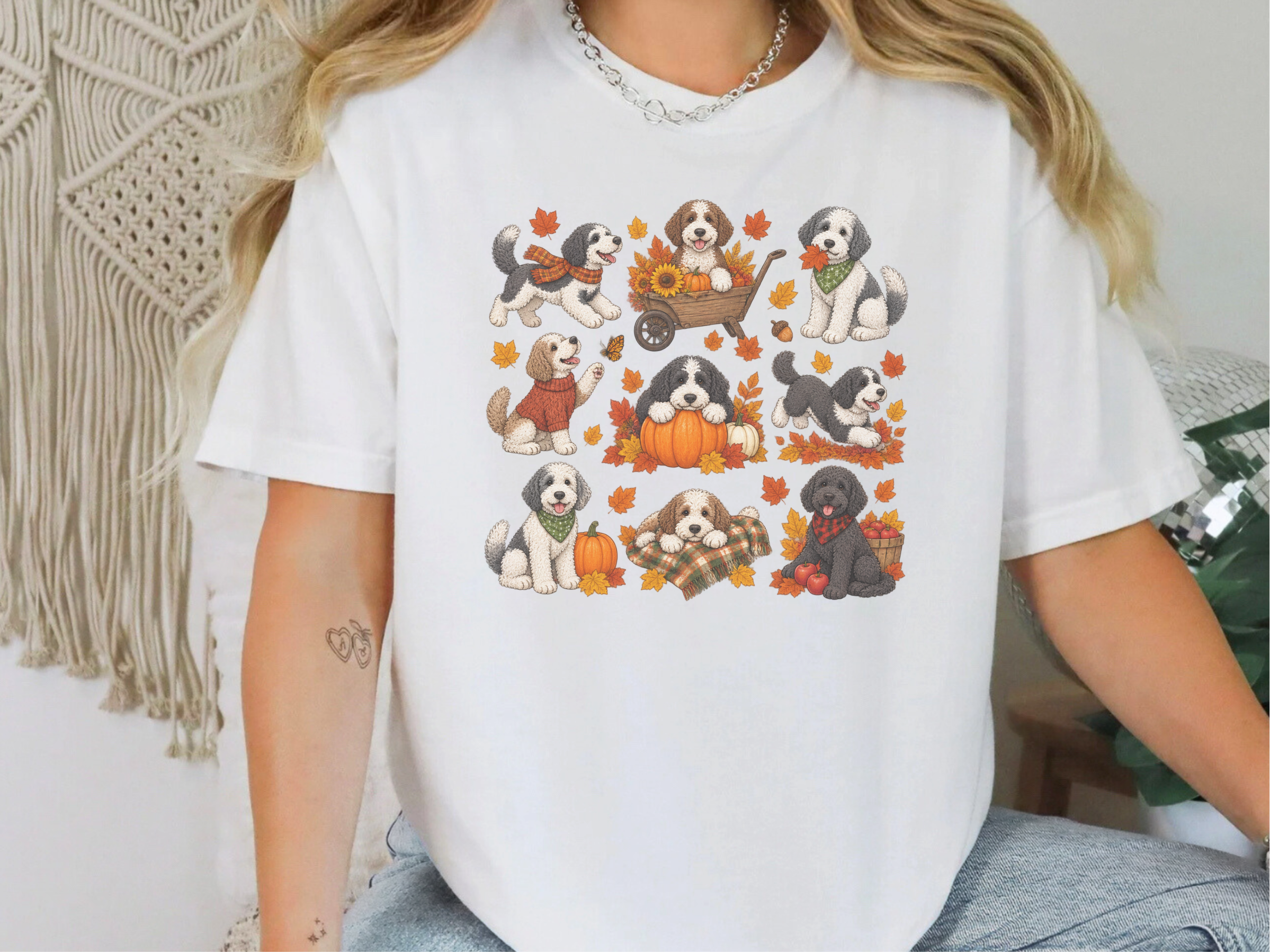 Autumn Sheepadoodle Fall Activities doodle dog shirt - photo 4